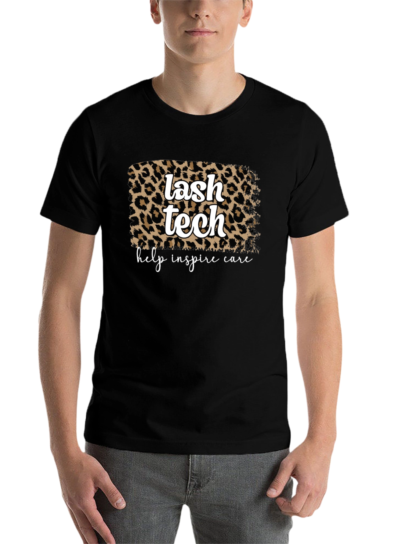 Black Lash Tech Leopard Print Graphic T-Shirt view 7
