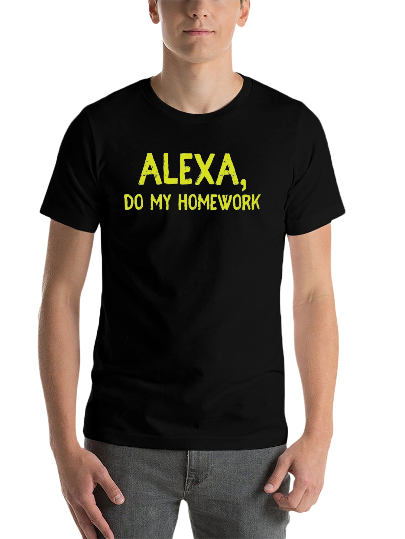 Black Alexa Do My Homework Funny Sarcastic T-Shirt view 7