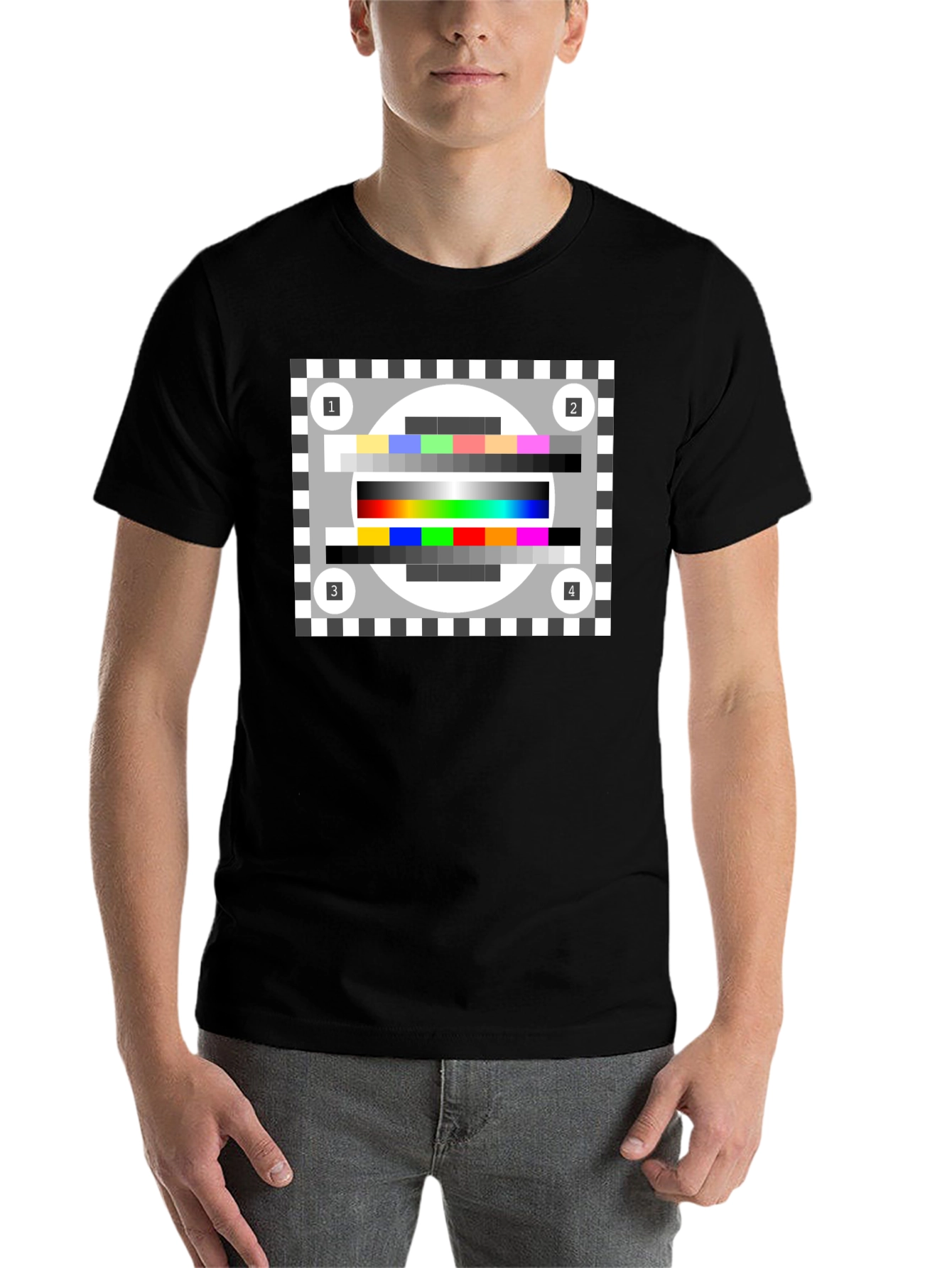 Black TV Test Pattern Black Tee - Stay Tuned! view 7