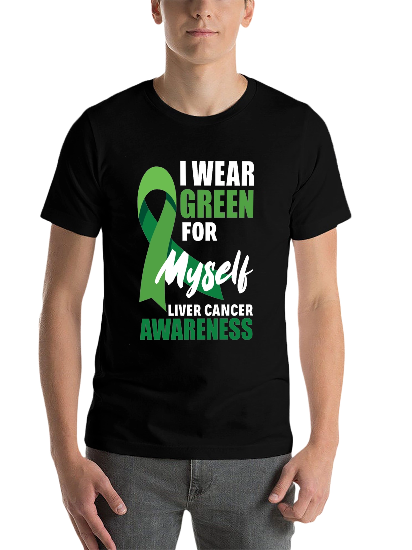 Green Ribbon Liver Cancer Awareness T-Shirt - 7