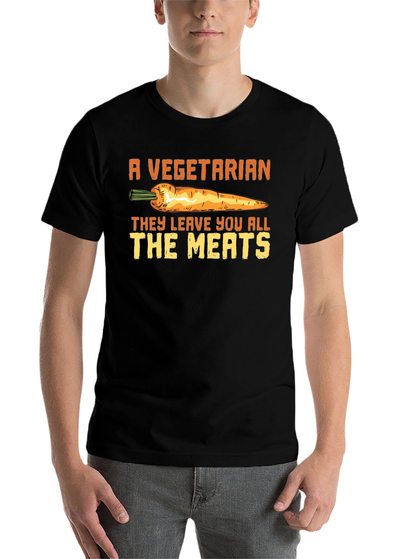 Black Vegetarian All The Meats Funny T-Shirt view 7