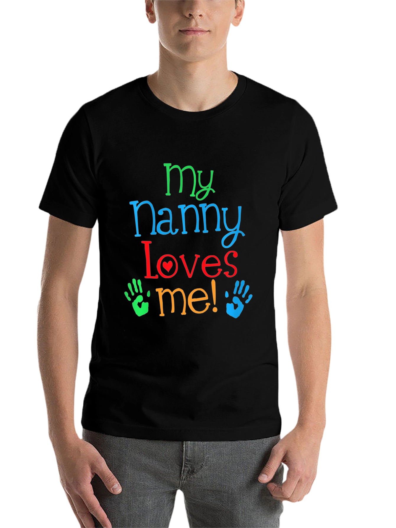 Black My Nanny Loves Me! Black T-Shirt view 7