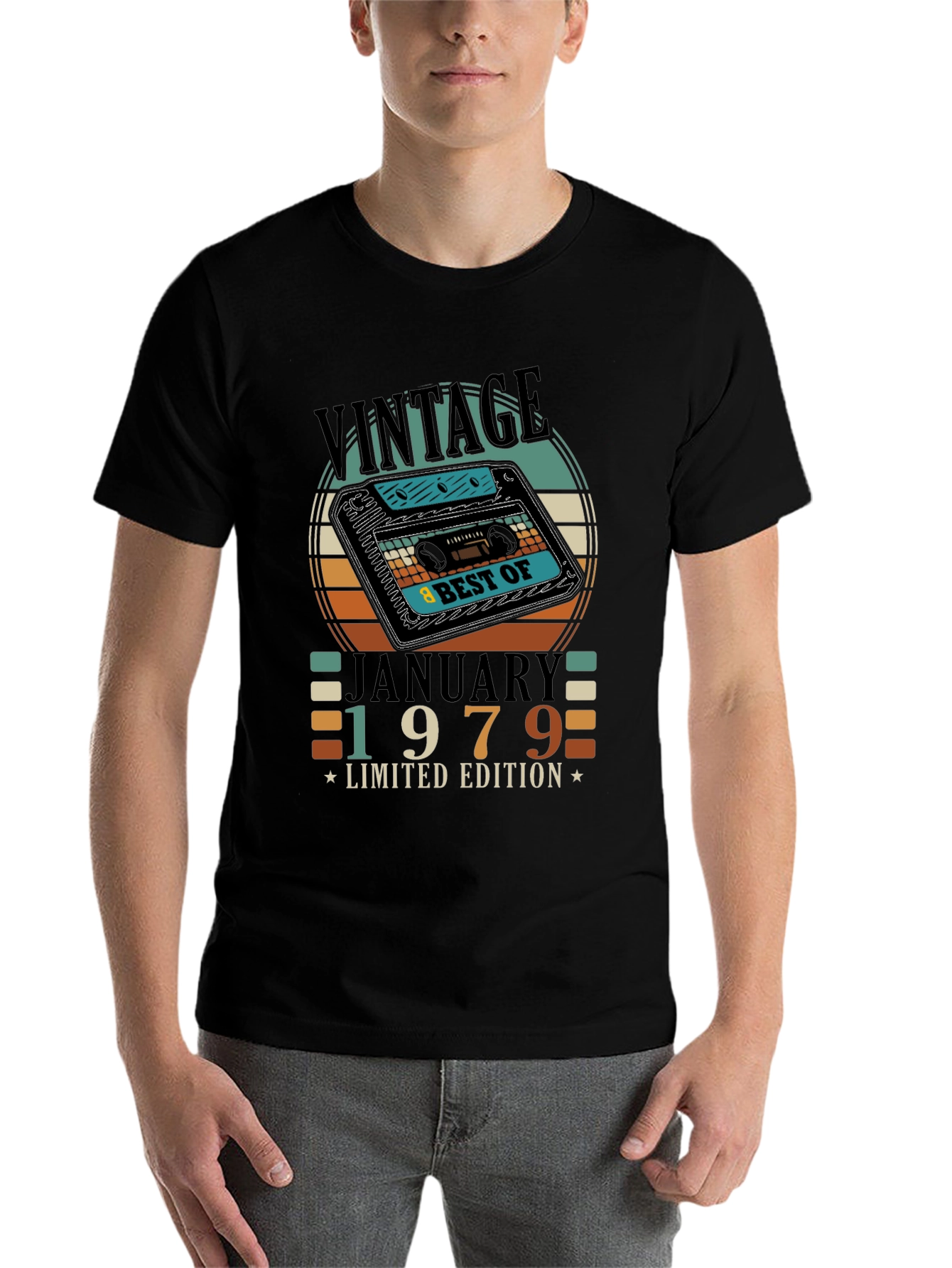 Black Vintage January 1979 Limited Edition Cassette T-Shirt view 7