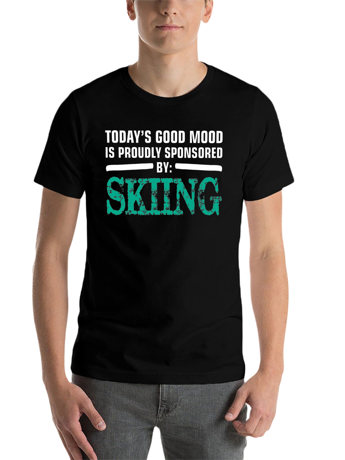 Black Skiing Sponsored T-Shirt - Good Mood Guarantee view 7