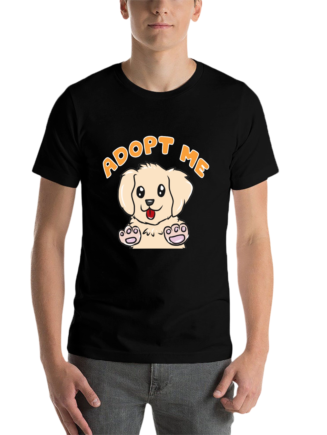 Black Adopt Me Puppy T-Shirt - Cute Dog Graphic Tee view 7