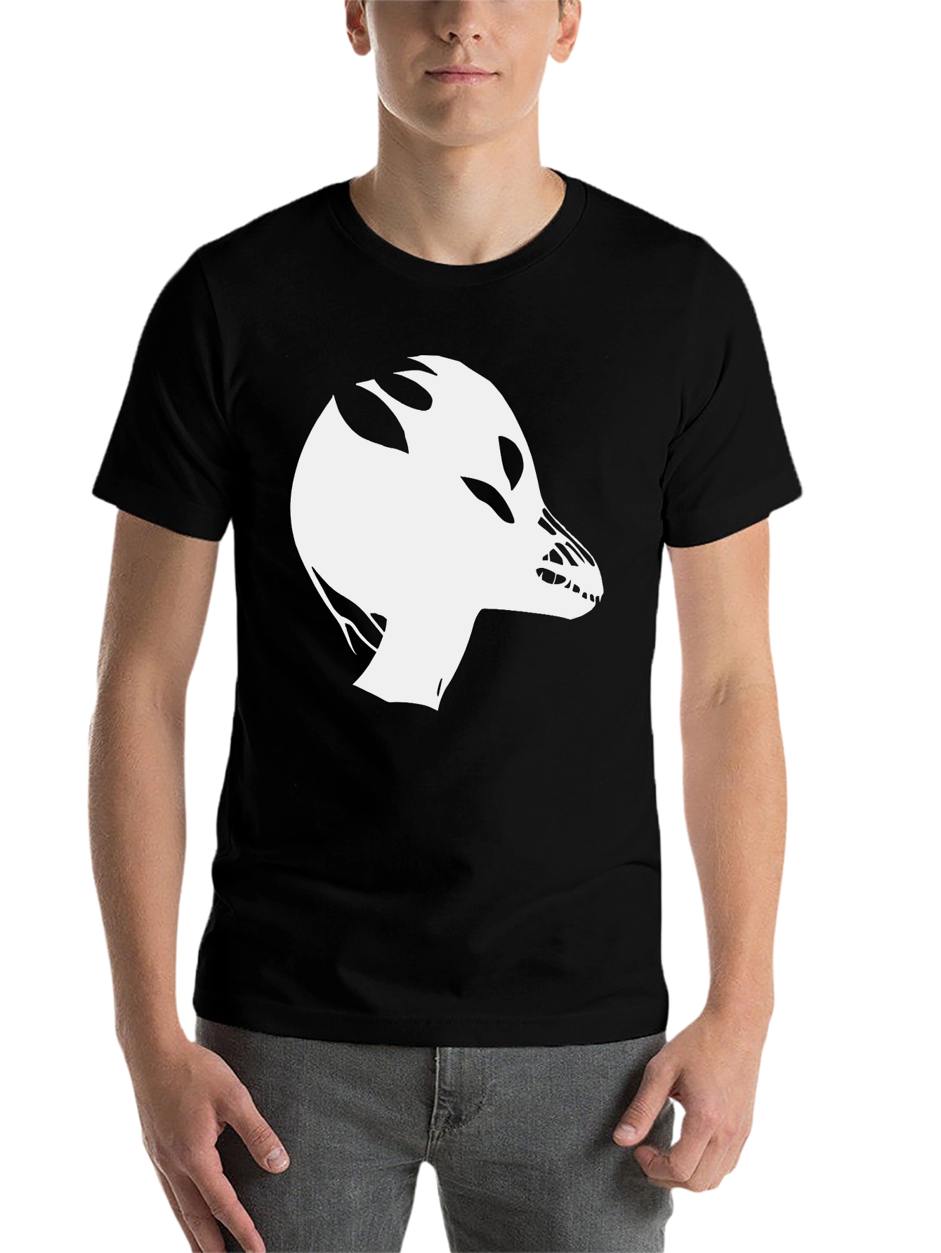 Black Abstract Creature Graphic Tee - Black view 7