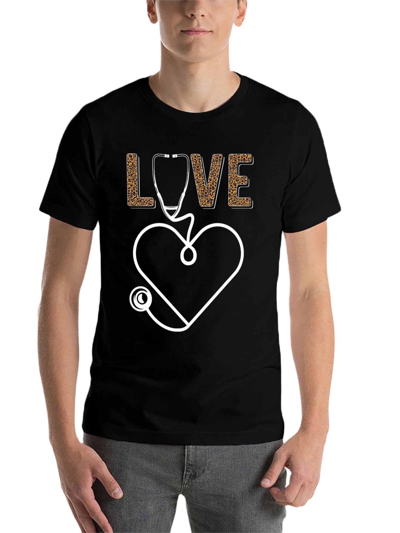 Black Love Stethoscope Graphic Tee - Nurse/Doctor Apparel view 7
