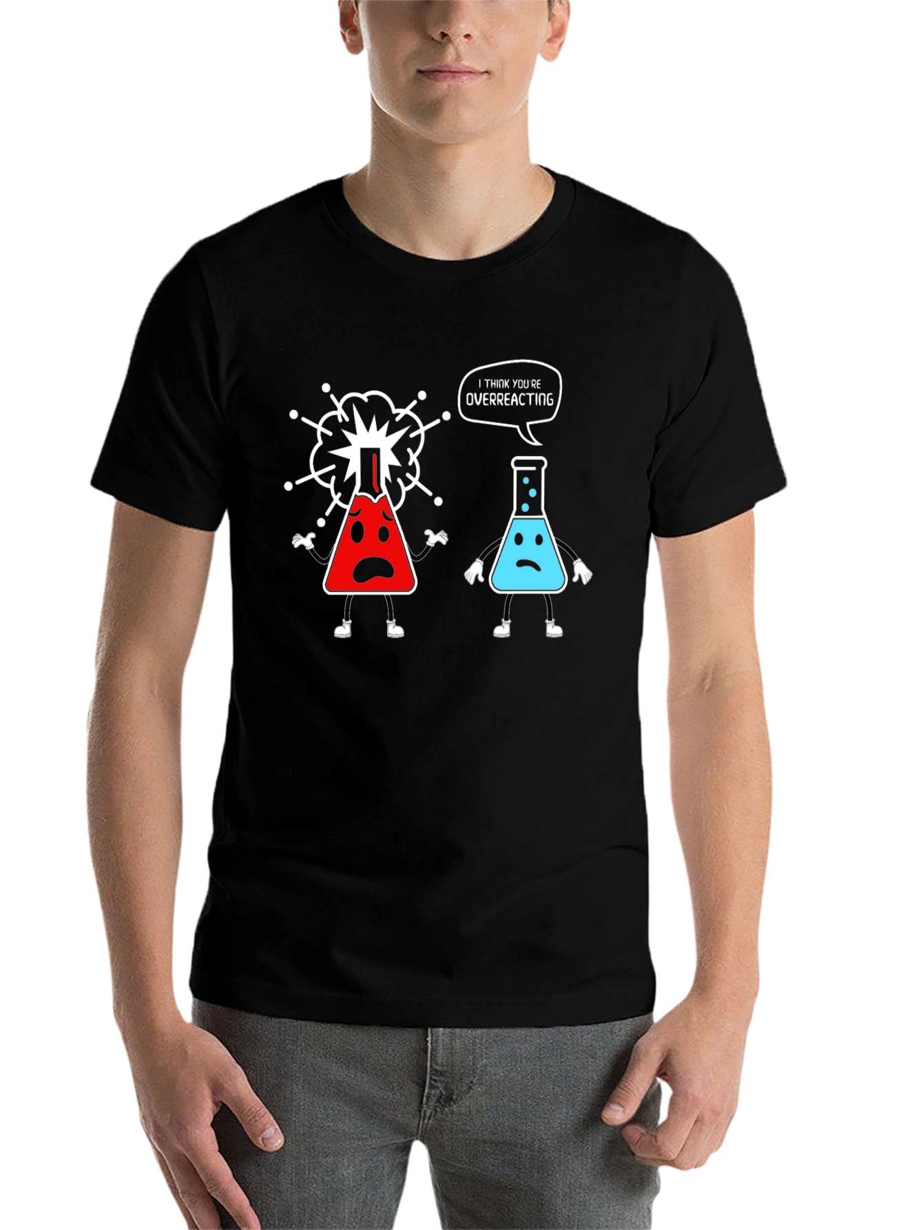 Black Funny Chemistry T-Shirt - Overreacting Science Tee view 7