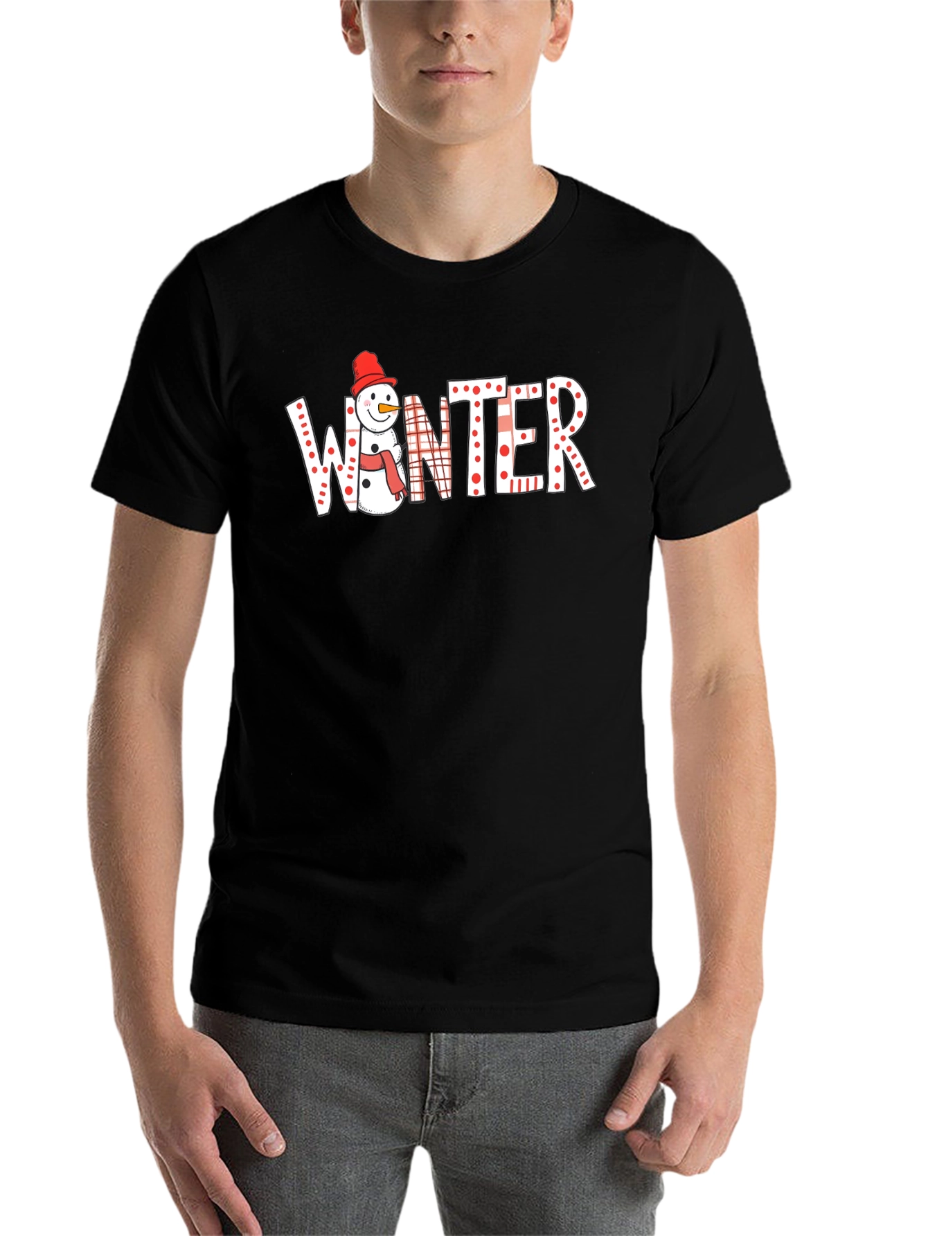 Black Winter Snowman T-Shirt view 7