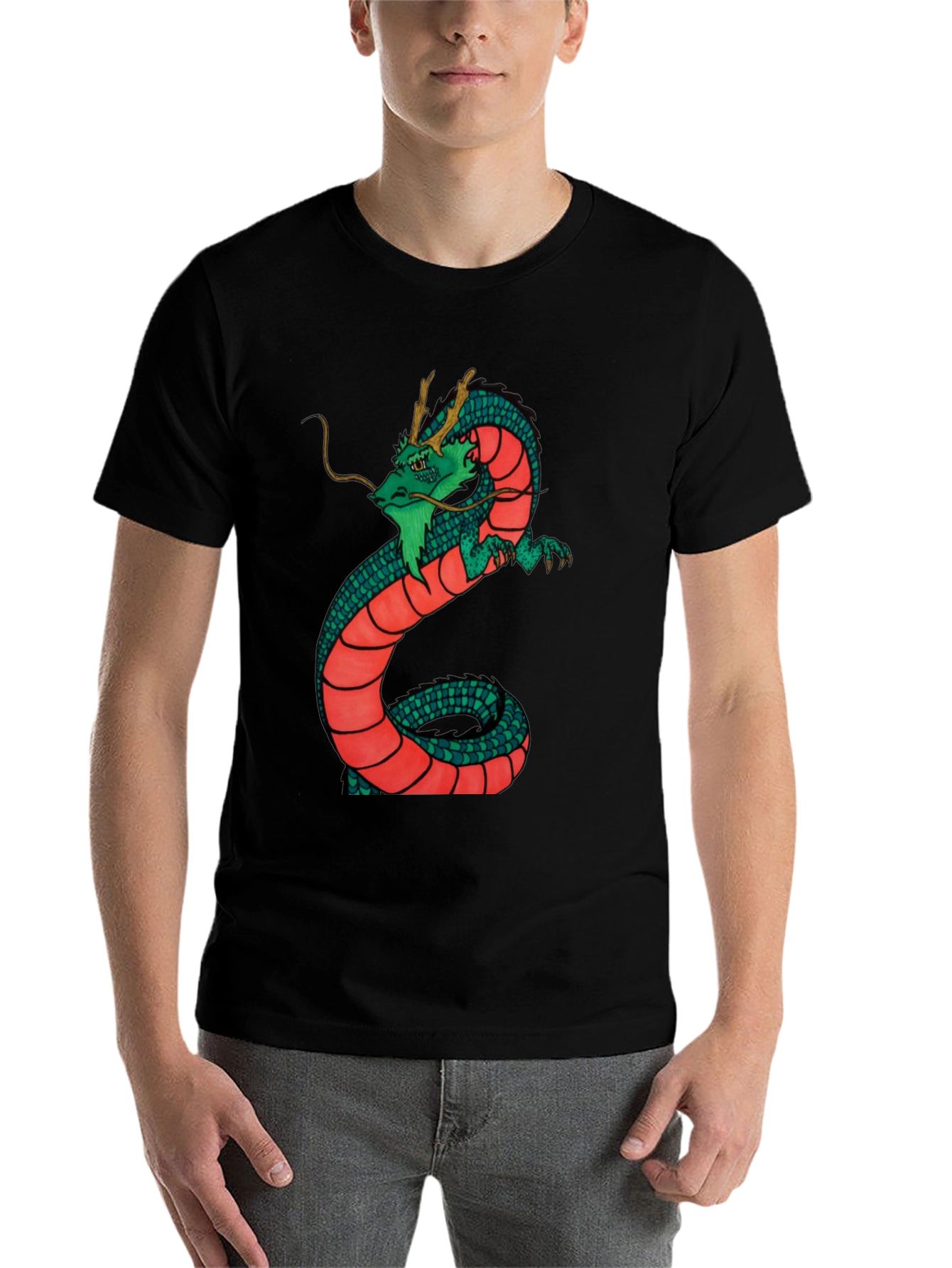Black Dragon Graphic Tee - Black Cotton Blend Shirt view 7