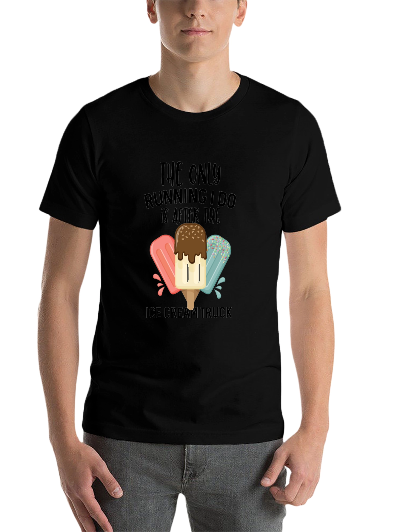 Black Ice Cream Truck Running T-Shirt view 7