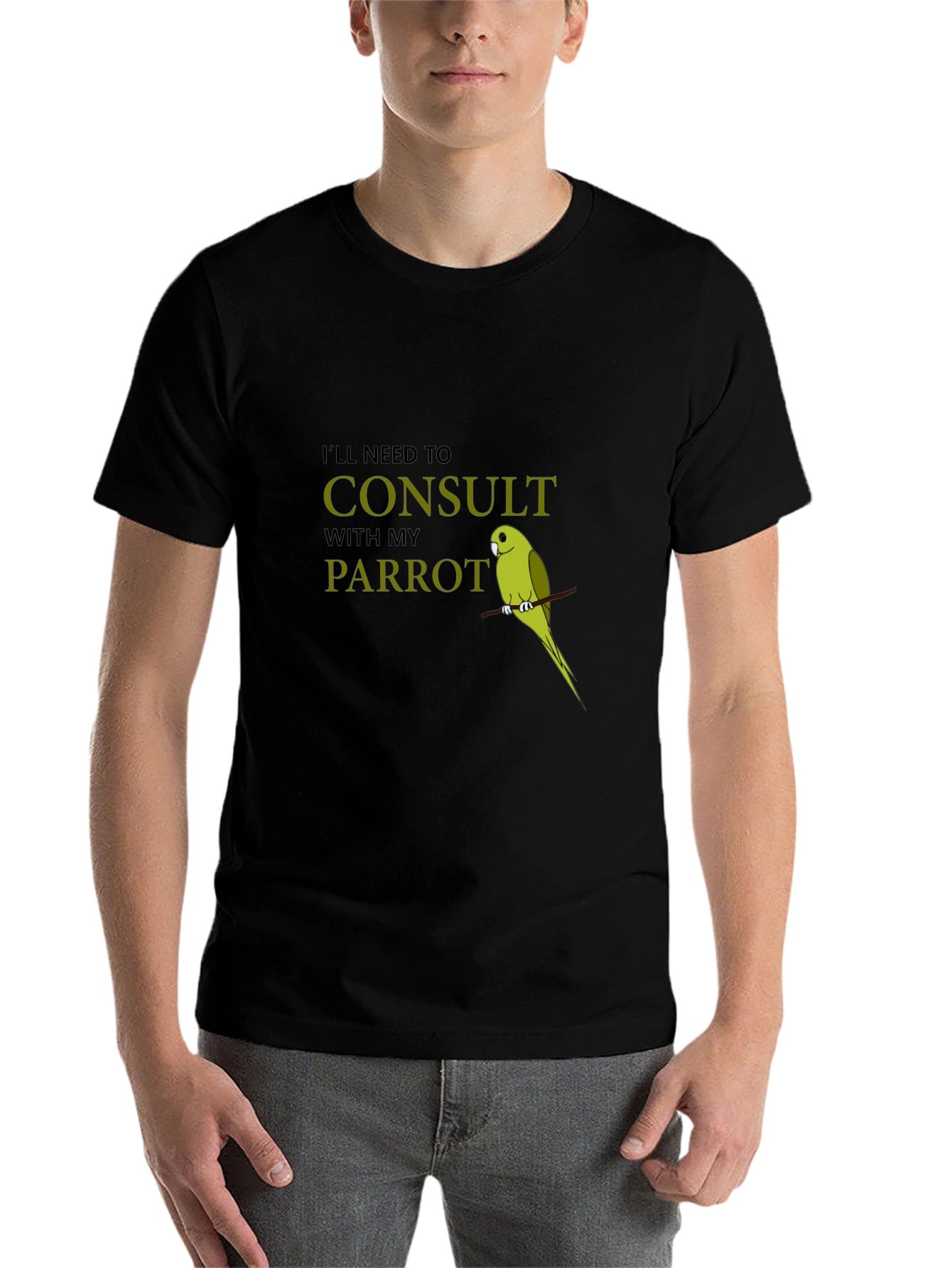Black Consult My Parrot T-Shirt - Funny Bird Lover Tee view 7