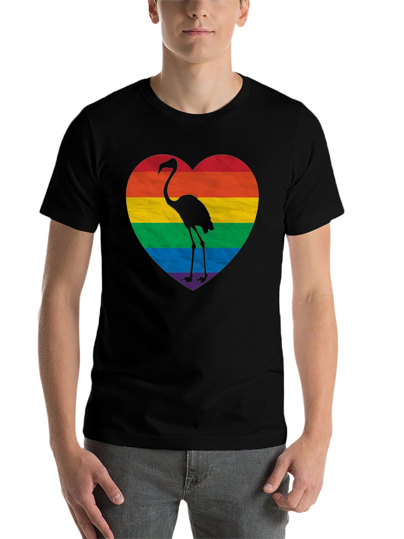 Black Pride Flamingo Heart T-Shirt - Black LGBTQ+ Tee view 7