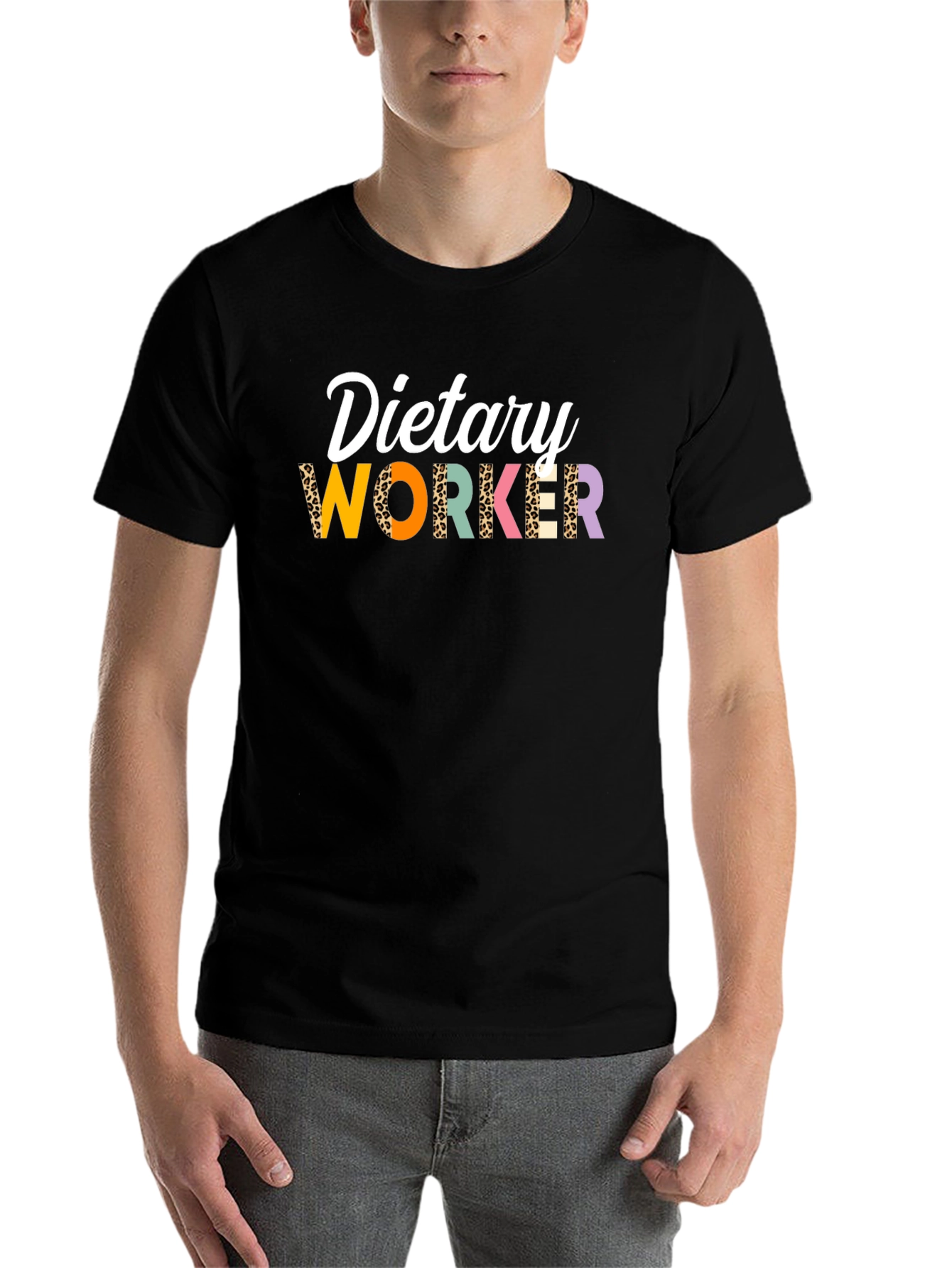 Black Dietary Worker Leopard Print T-Shirt view 7
