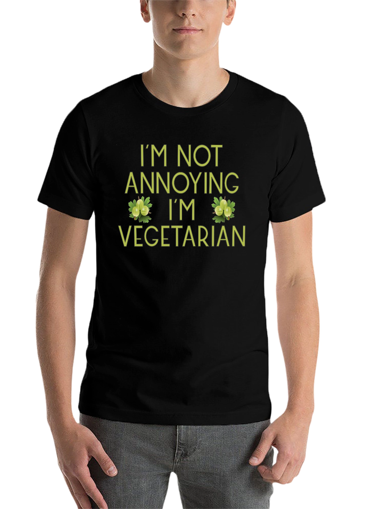 Black Vegetarian Humor T-Shirt - I'm Not Annoying view 7