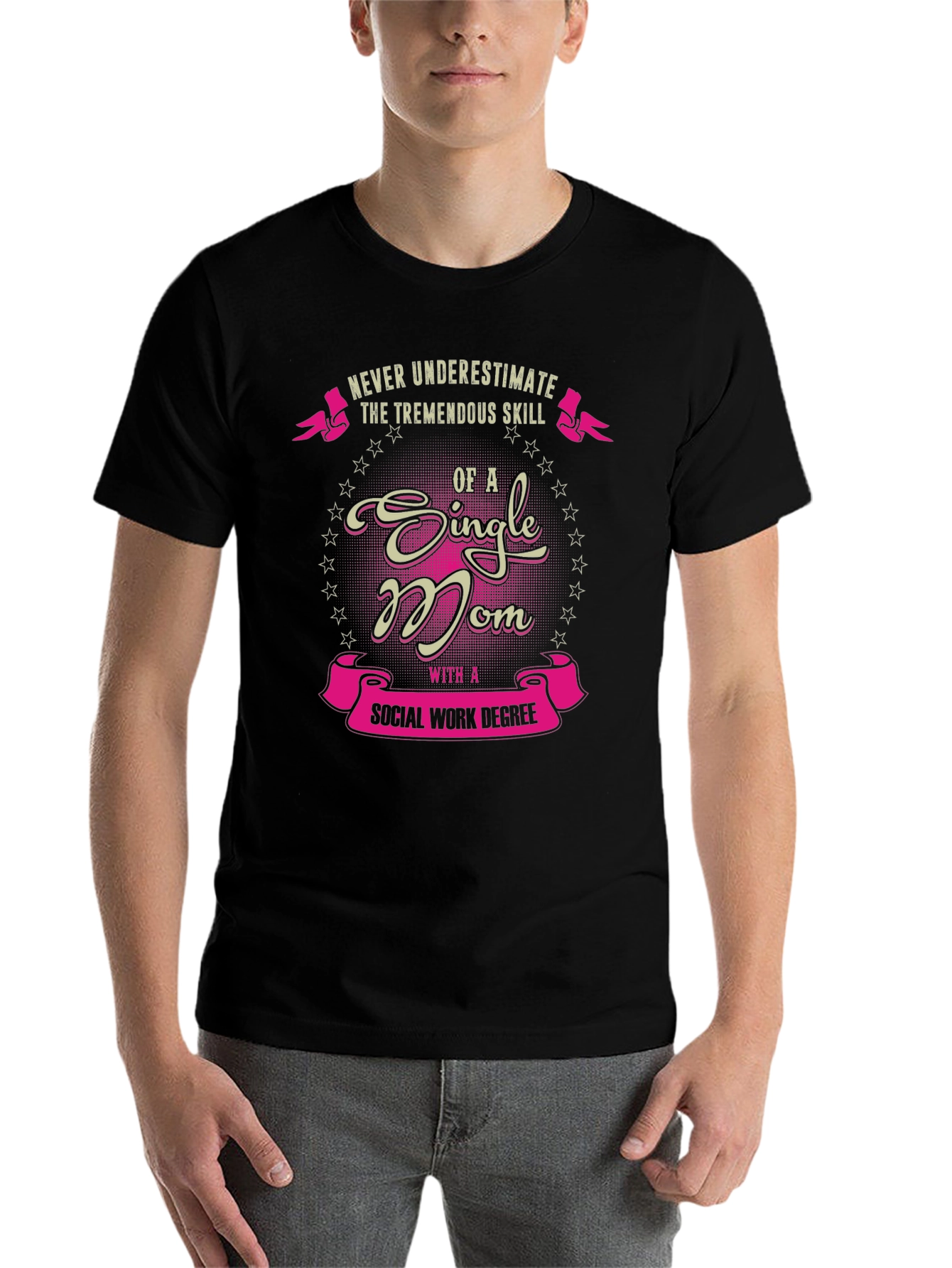 Black Single Mom Social Work Degree T-Shirt view 7