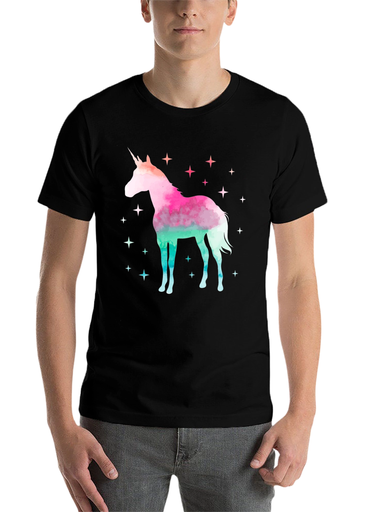 Black Unicorn Starry Night Graphic Tee - Cotton Blend view 7