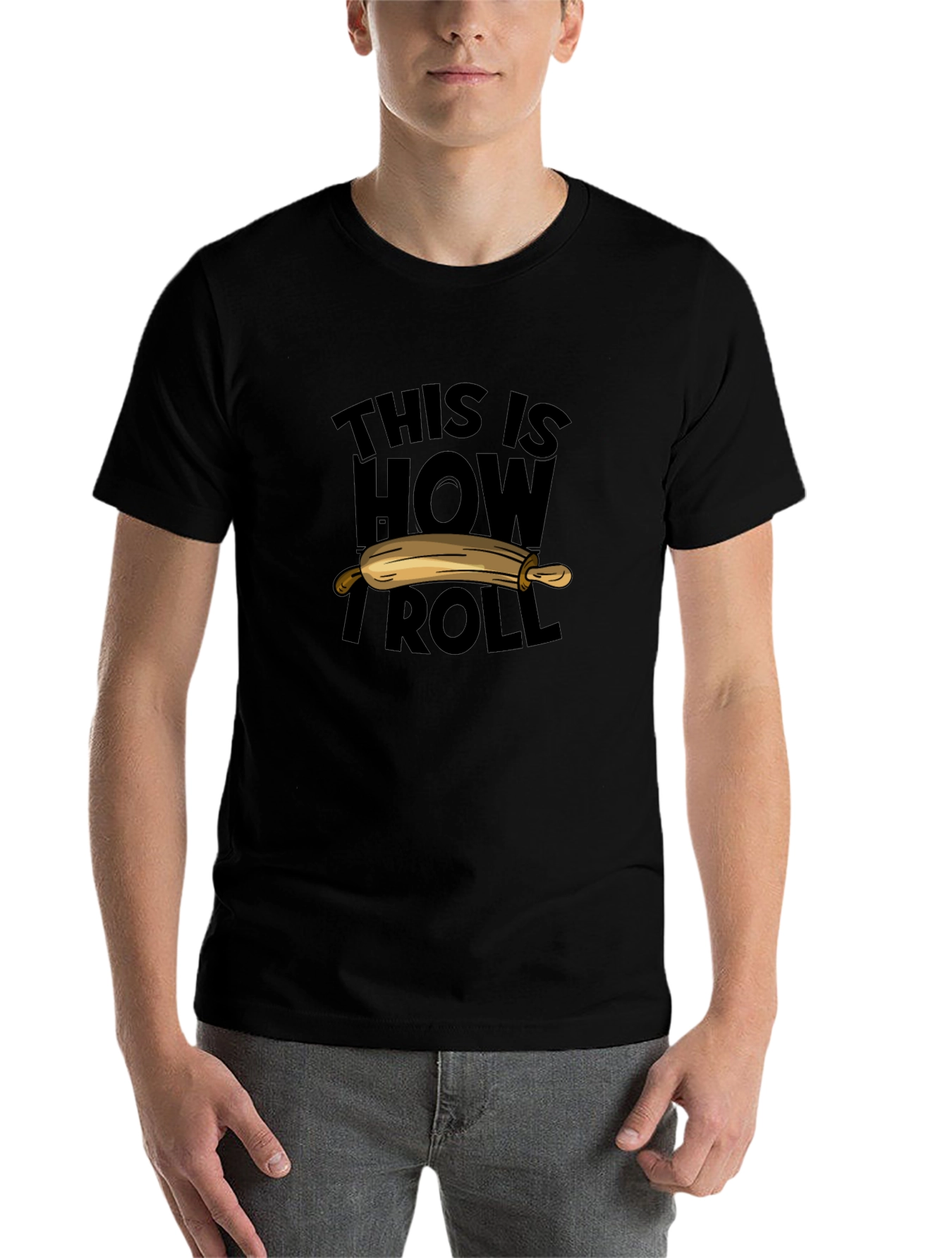 Black This Is How I Roll Rolling Pin Funny Baker T-Shirt view 7