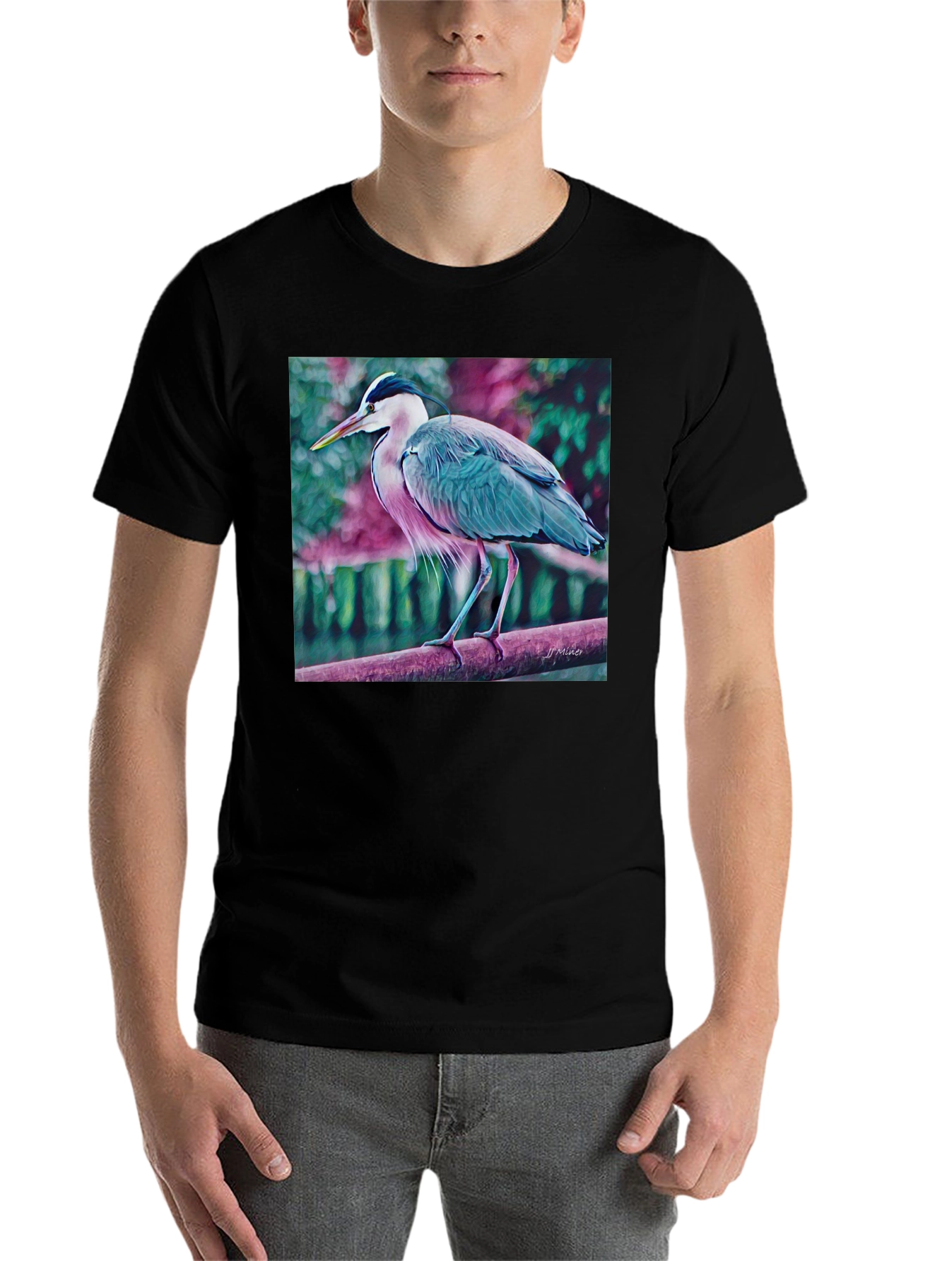 Black Heron Graphic T-Shirt - Nature Inspired Tee view 7