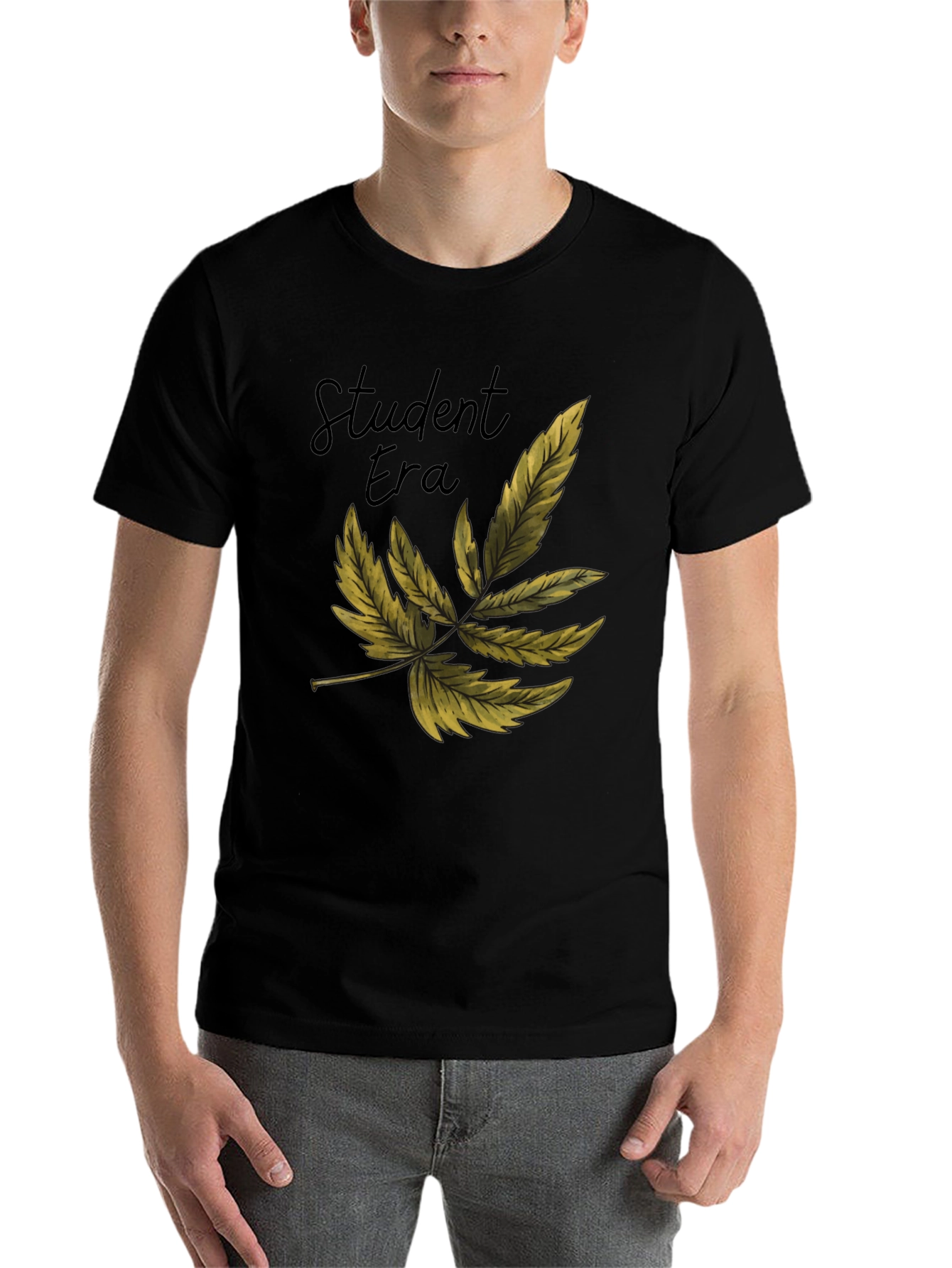 Black Student Era Leaf Graphic Black T-Shirt view 7