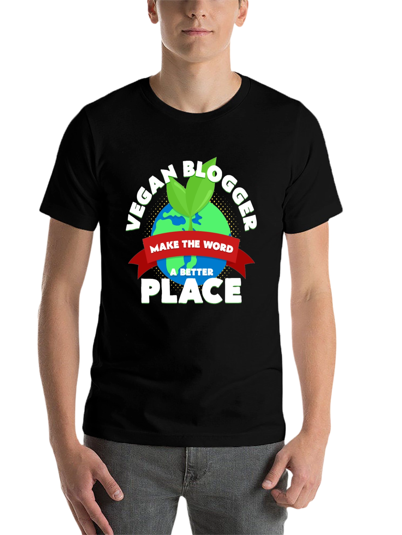 Black Vegan Blogger Earth Graphic T-Shirt view 7