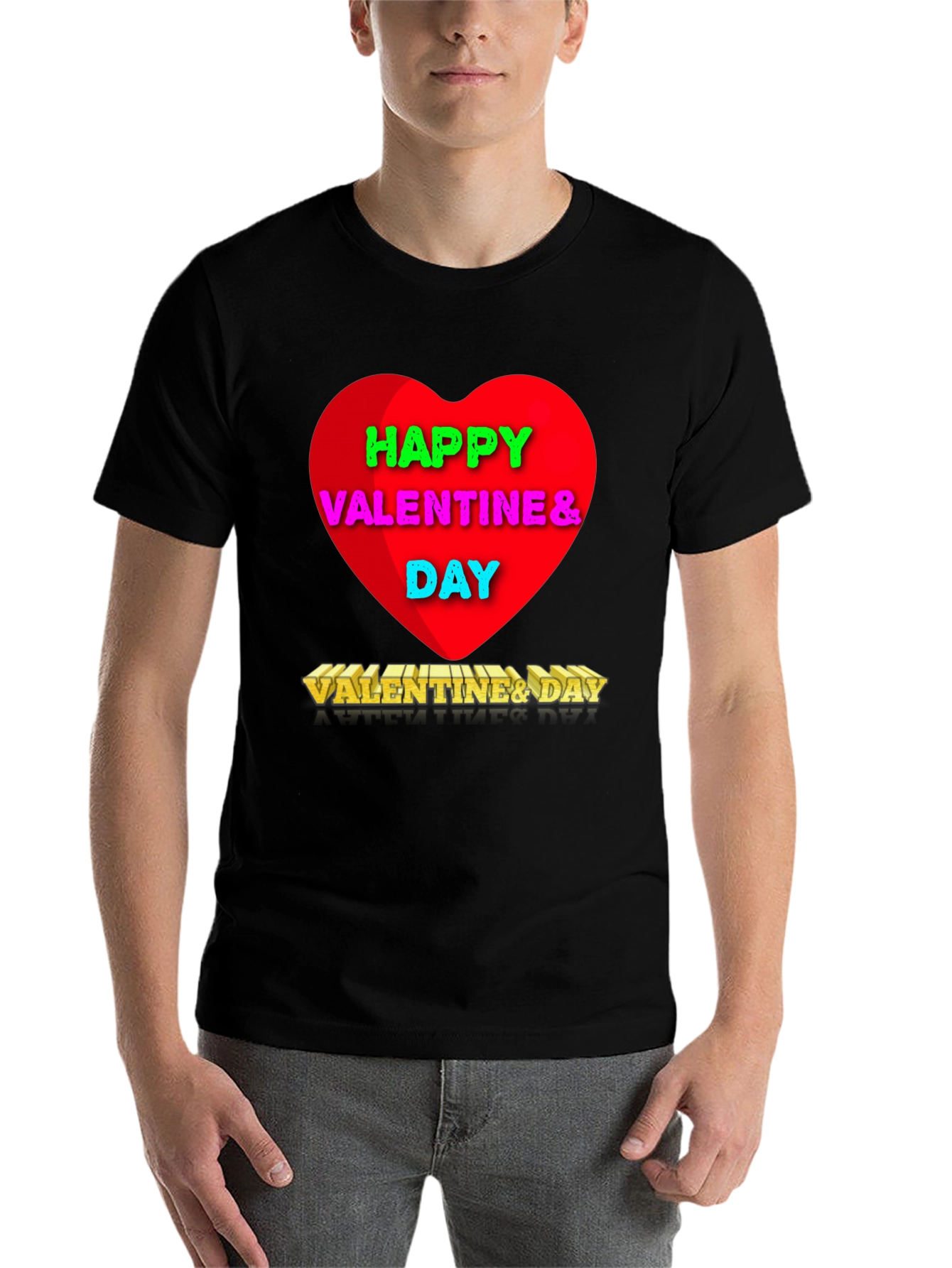 Black Happy Valentine's Day Graphic T-Shirt view 7
