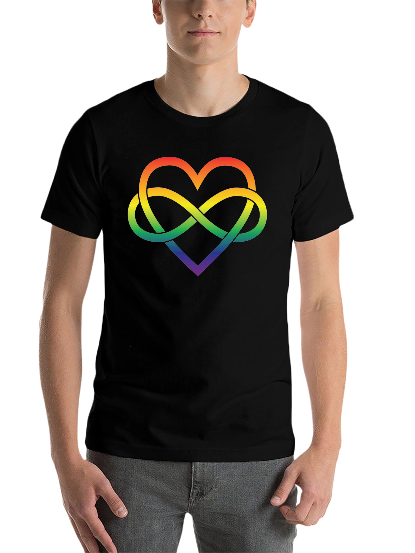 Black Rainbow Infinity Heart Graphic Tee view 7