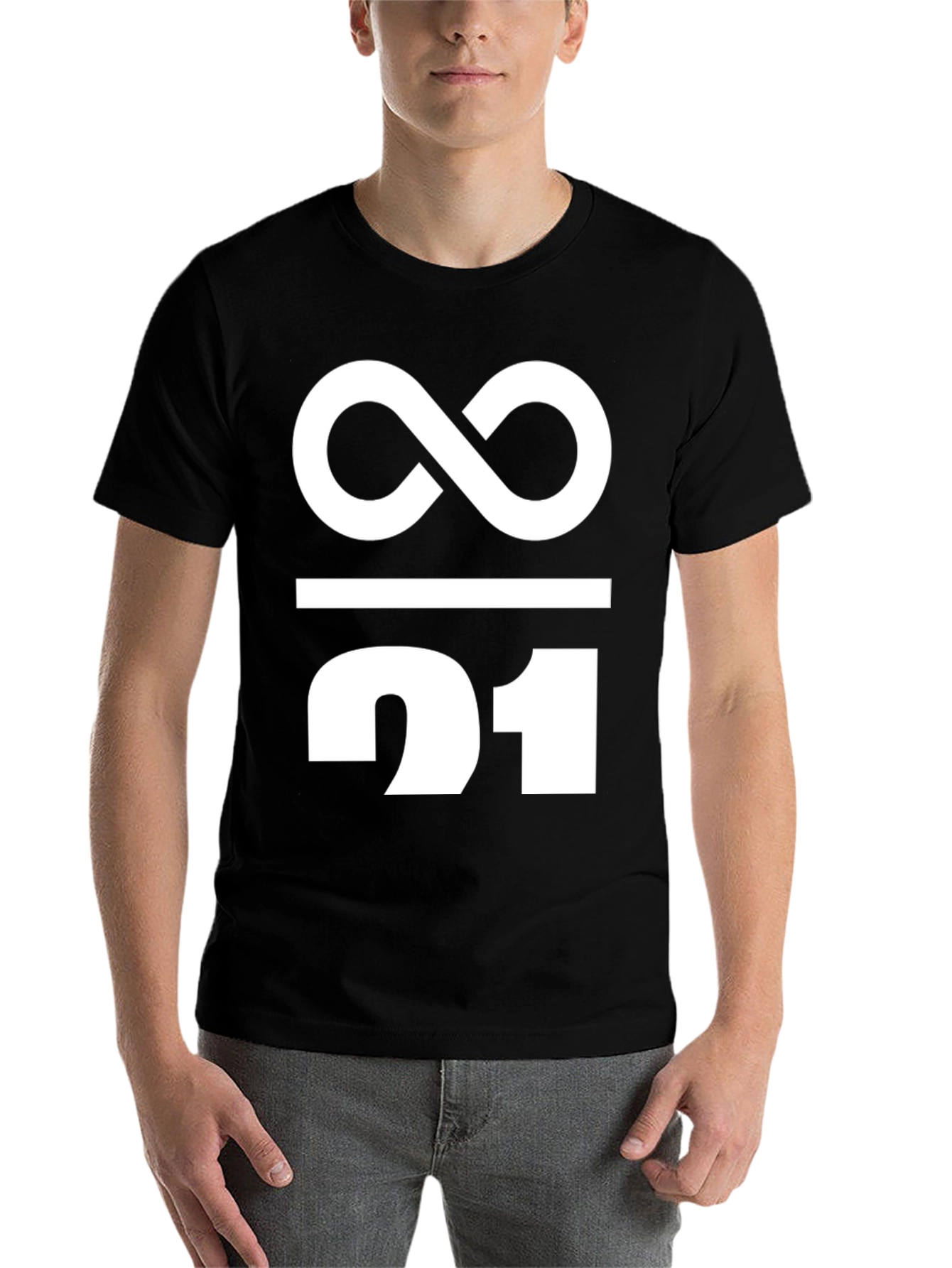 Black Infinity / 21 Graphic Tee - Black Cotton Blend view 7