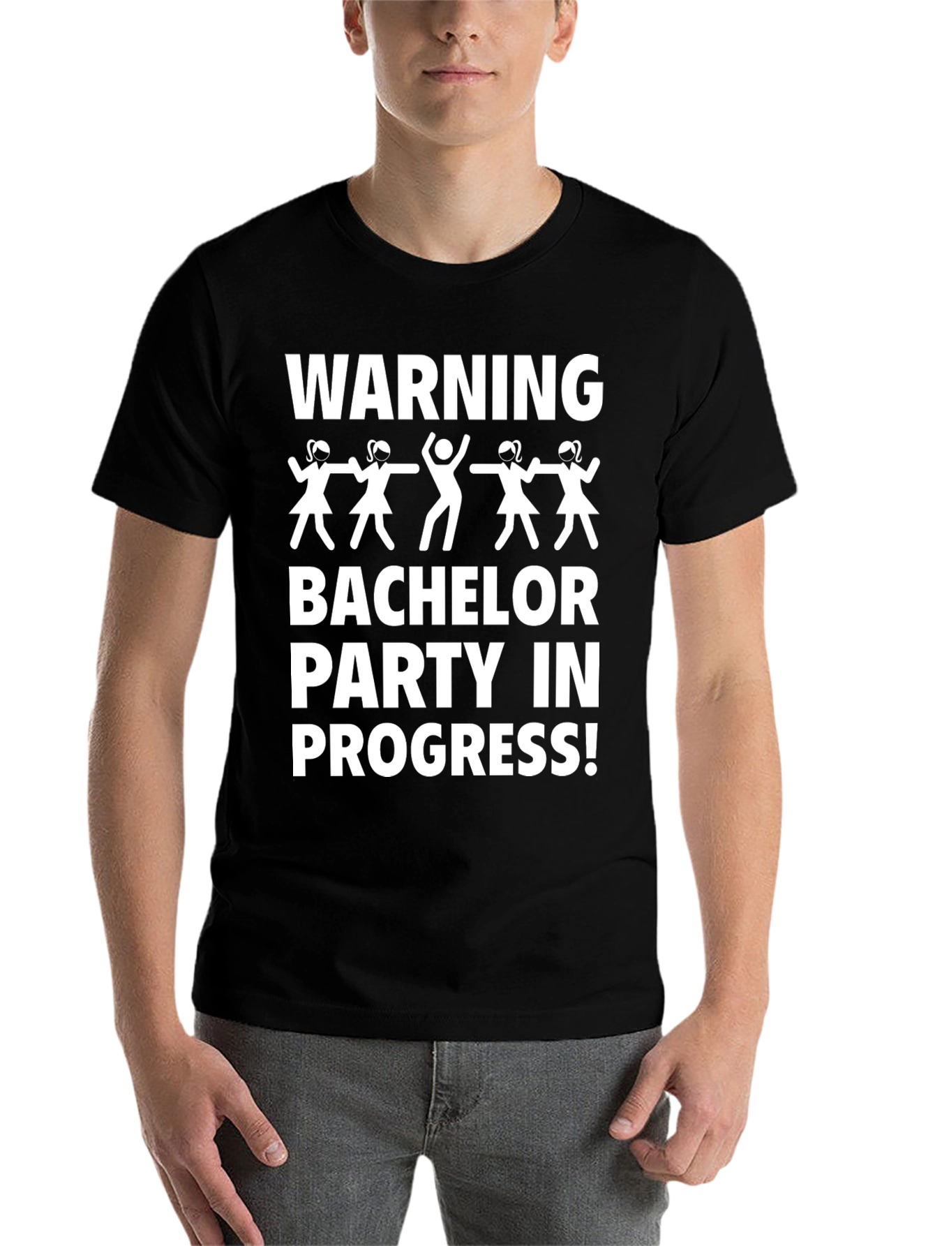 Black Bachelor Party Warning T-Shirt view 7