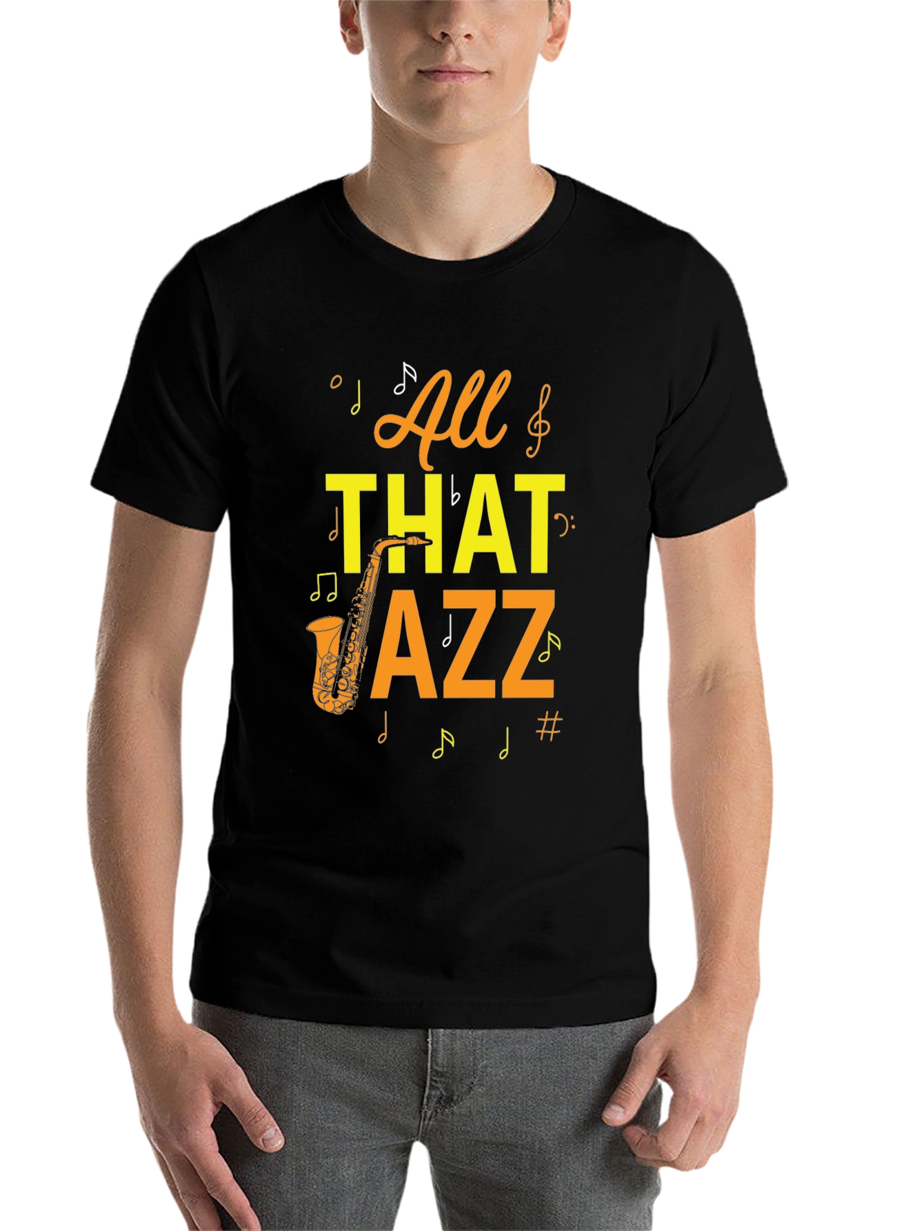 Black All That Jazz Graphic Tee - Music Lover T-Shirt view 7