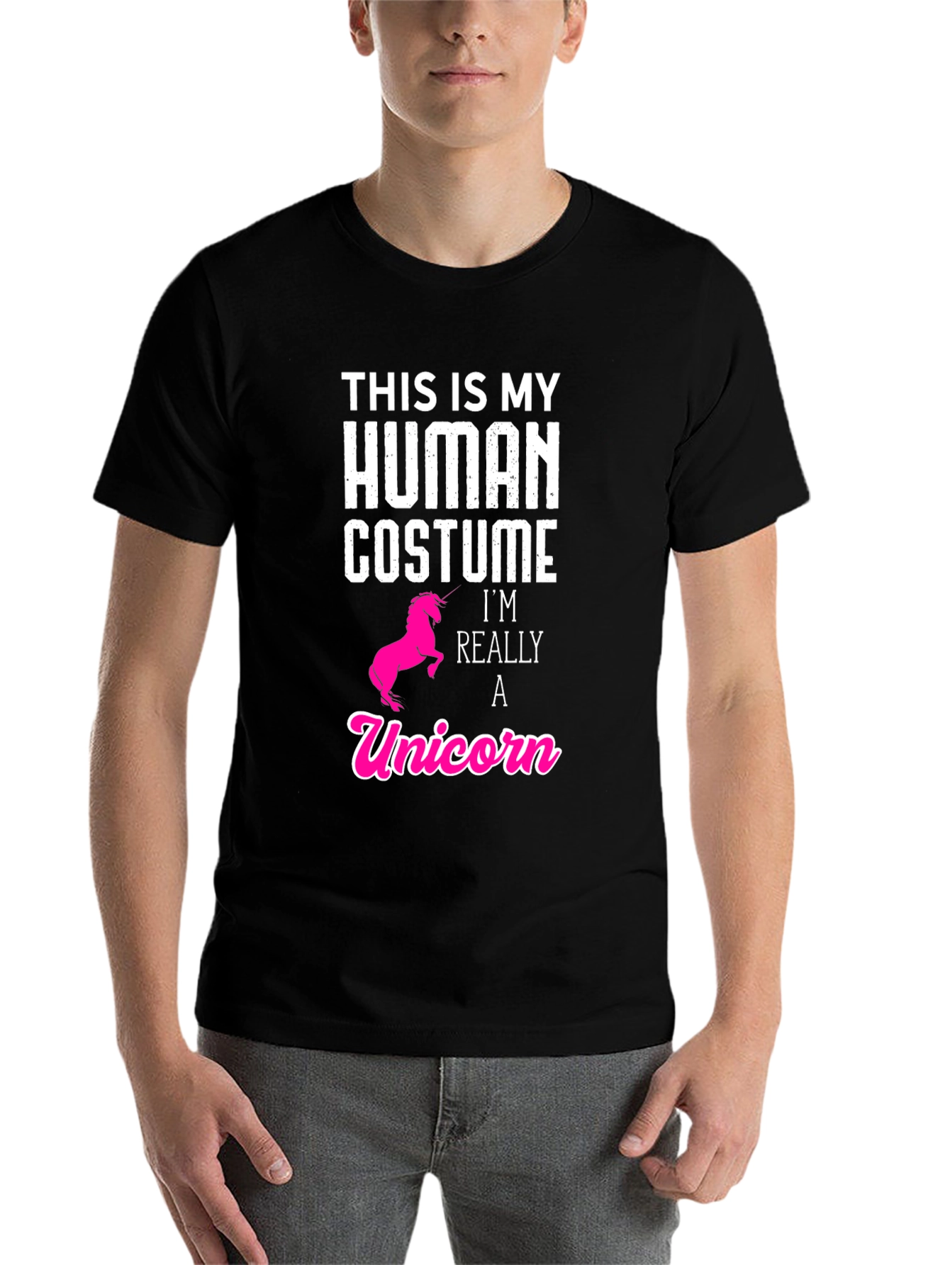 Black Human Costume Unicorn T-Shirt - Funny & Cute! view 7