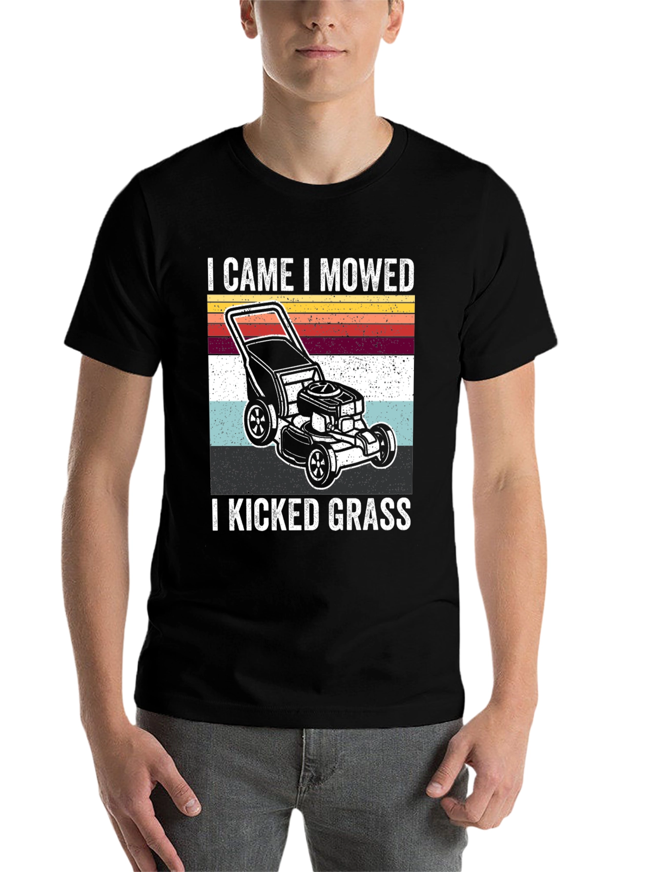Black I Came I Mowed I Kicked Grass T-Shirt view 7