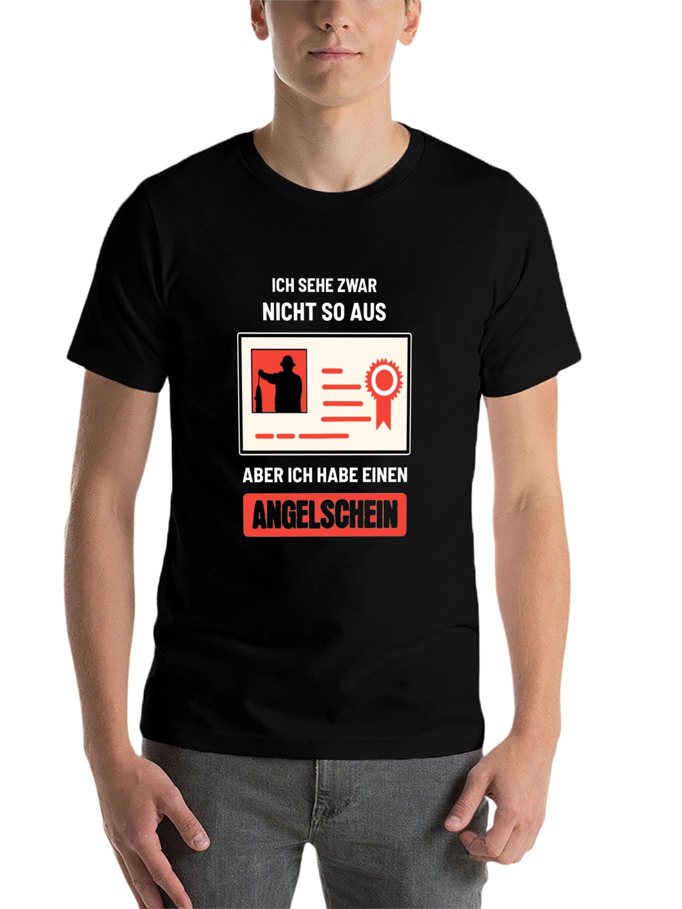 Black Funny Angler Fishing License T-Shirt view 7