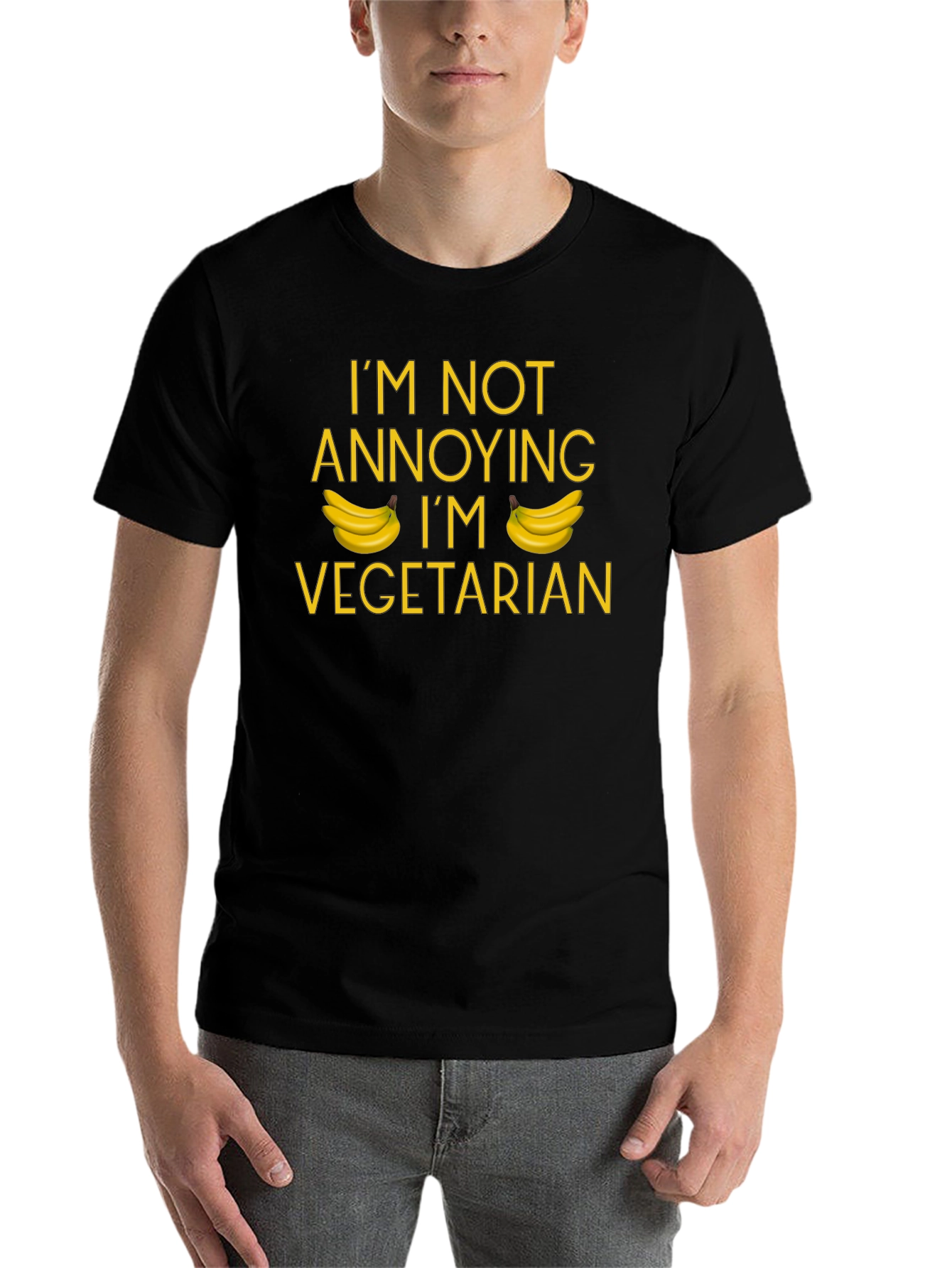 Black Vegetarian Banana T-Shirt: Not Annoying, Just Veggie! view 7