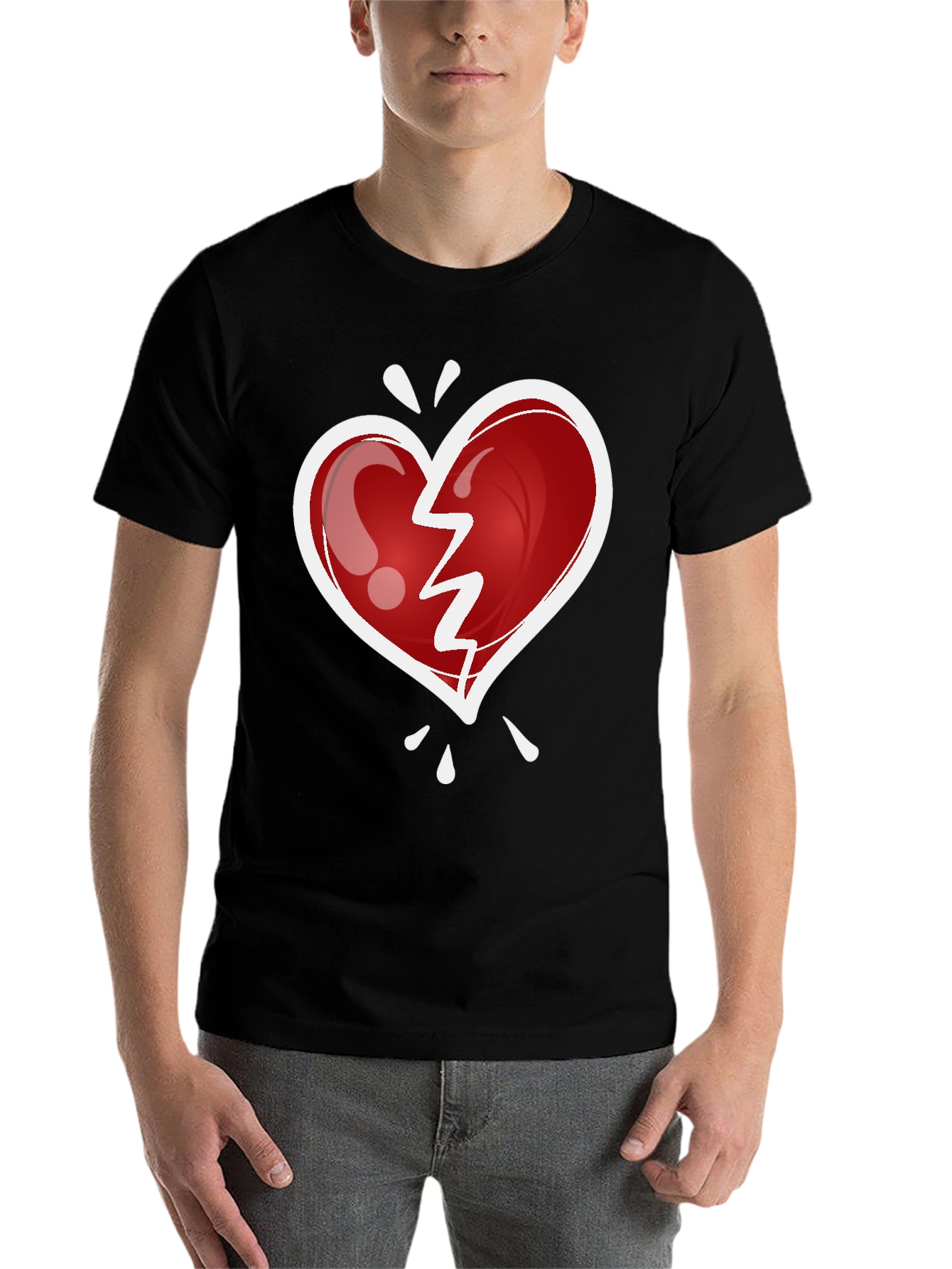 Black Broken Heart Graphic Tee - Trendy Casual Wear view 7