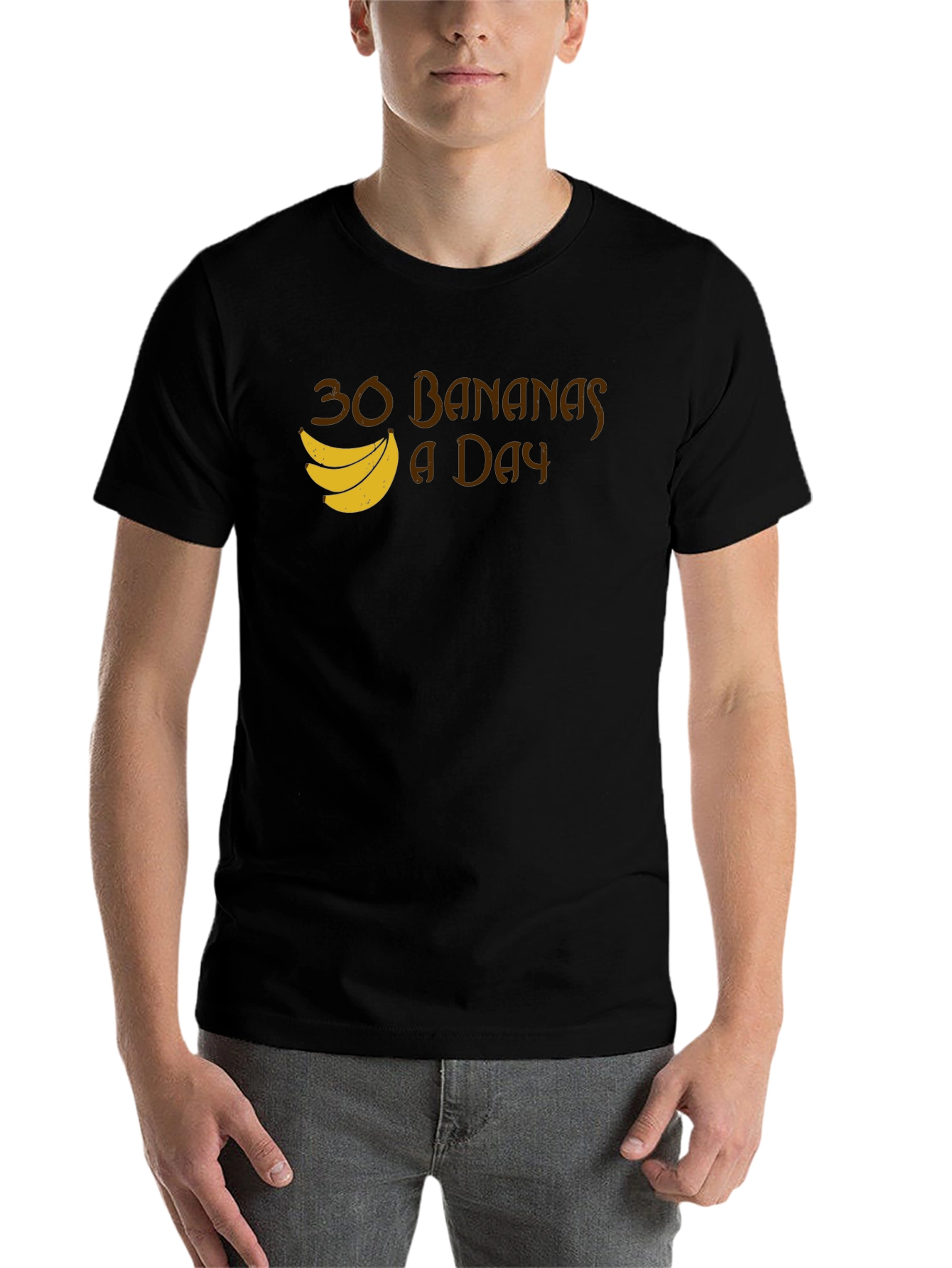 Black 30 Bananas a Day T-Shirt - Funny Fruit Tee view 7