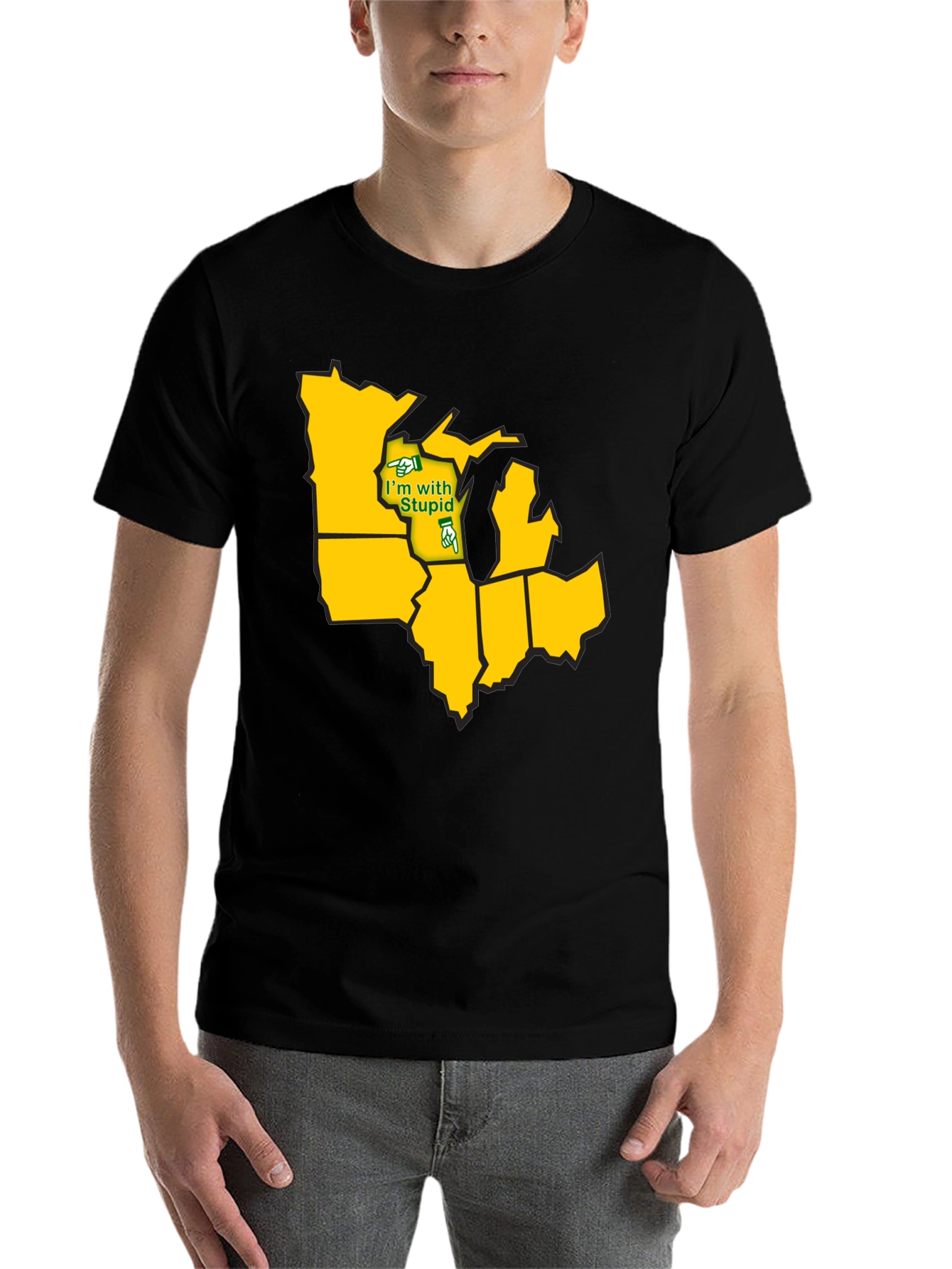Black Midwest States Funny Humor Graphic T-Shirt view 7