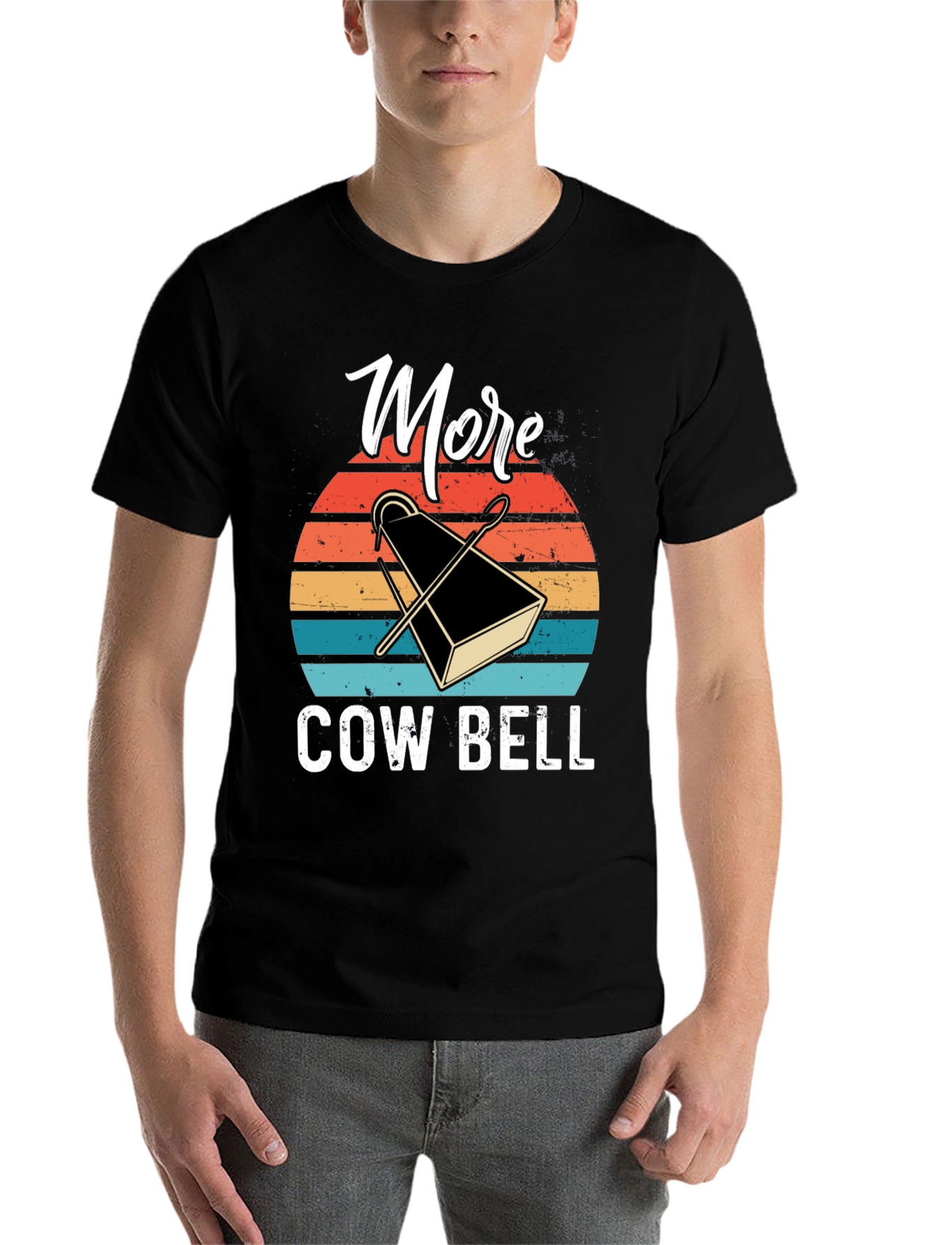 Black More Cowbell T-Shirt - Retro Design view 7