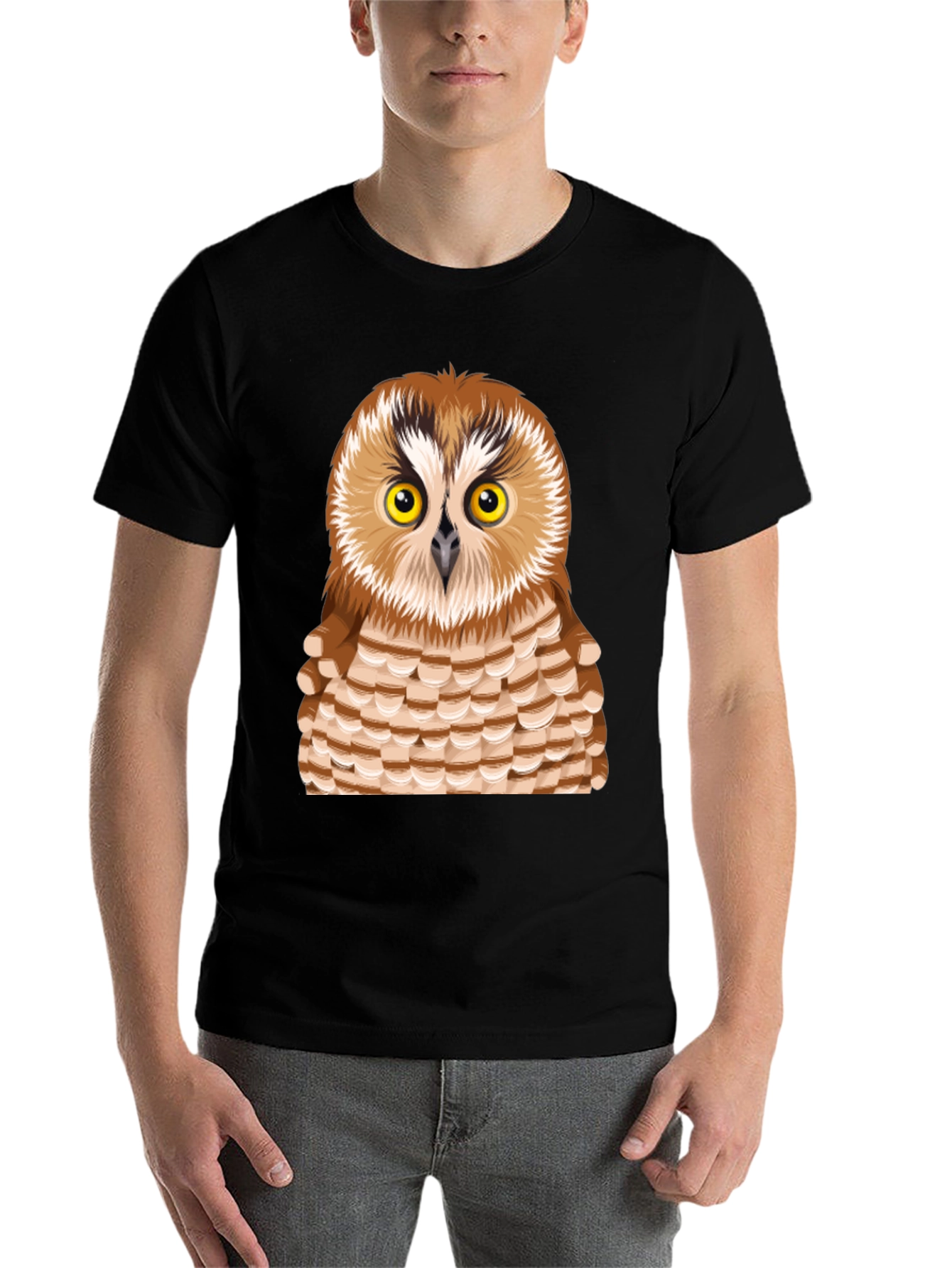 Black Owl Graphic Tee - Mens Black T-Shirt view 7