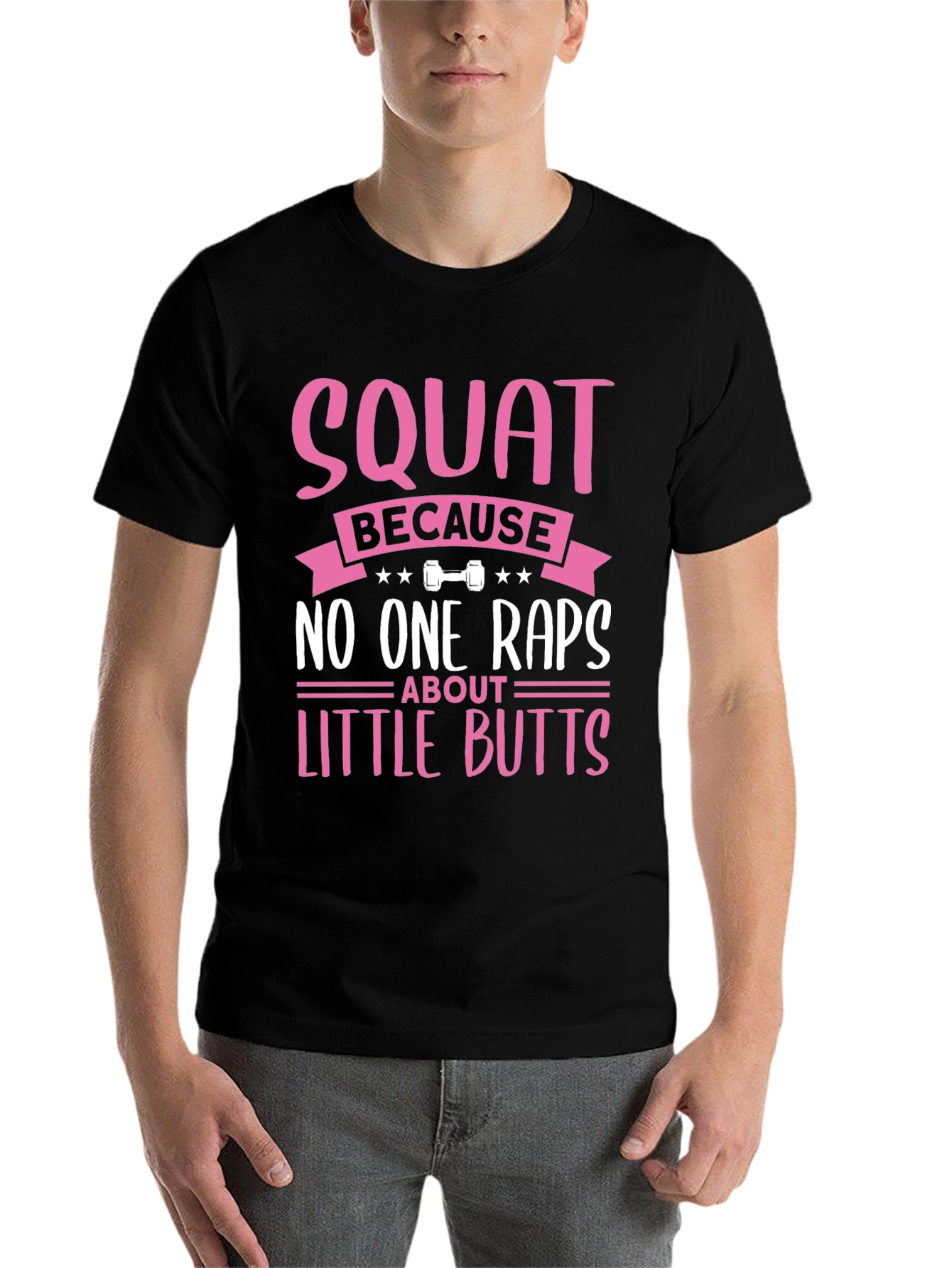 Black Squat Because No One Raps About Little Butts T-Shirt view 7