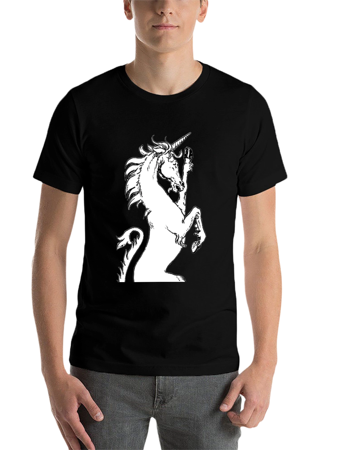 Black Unicorn Graphic Tee - Black Cotton Shirt view 7