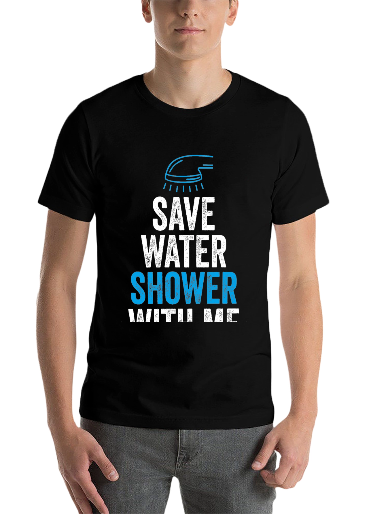 Black Save Water Shower With Me Graphic Tee view 7