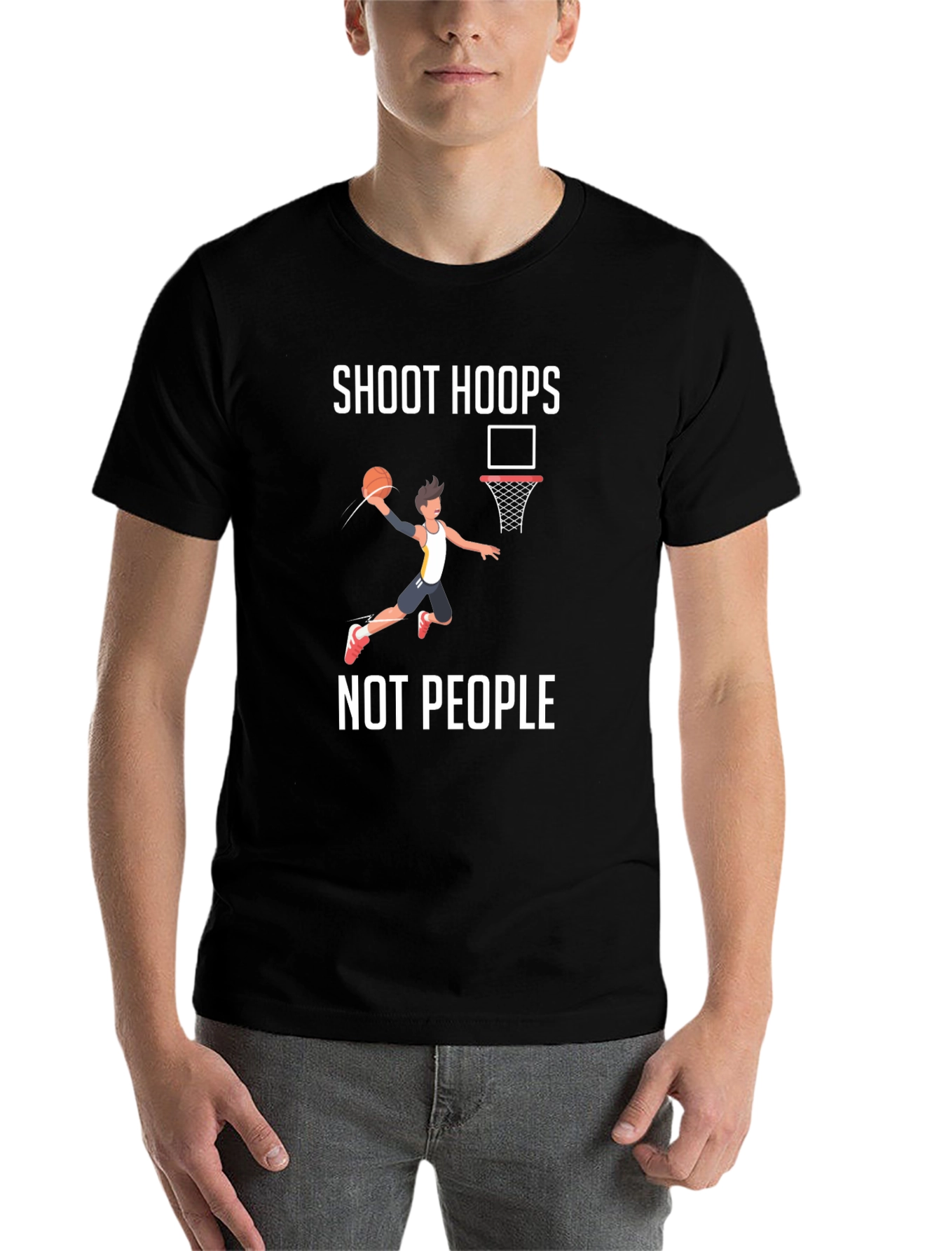 Black Shoot Hoops Not People Graphic T-Shirt view 7