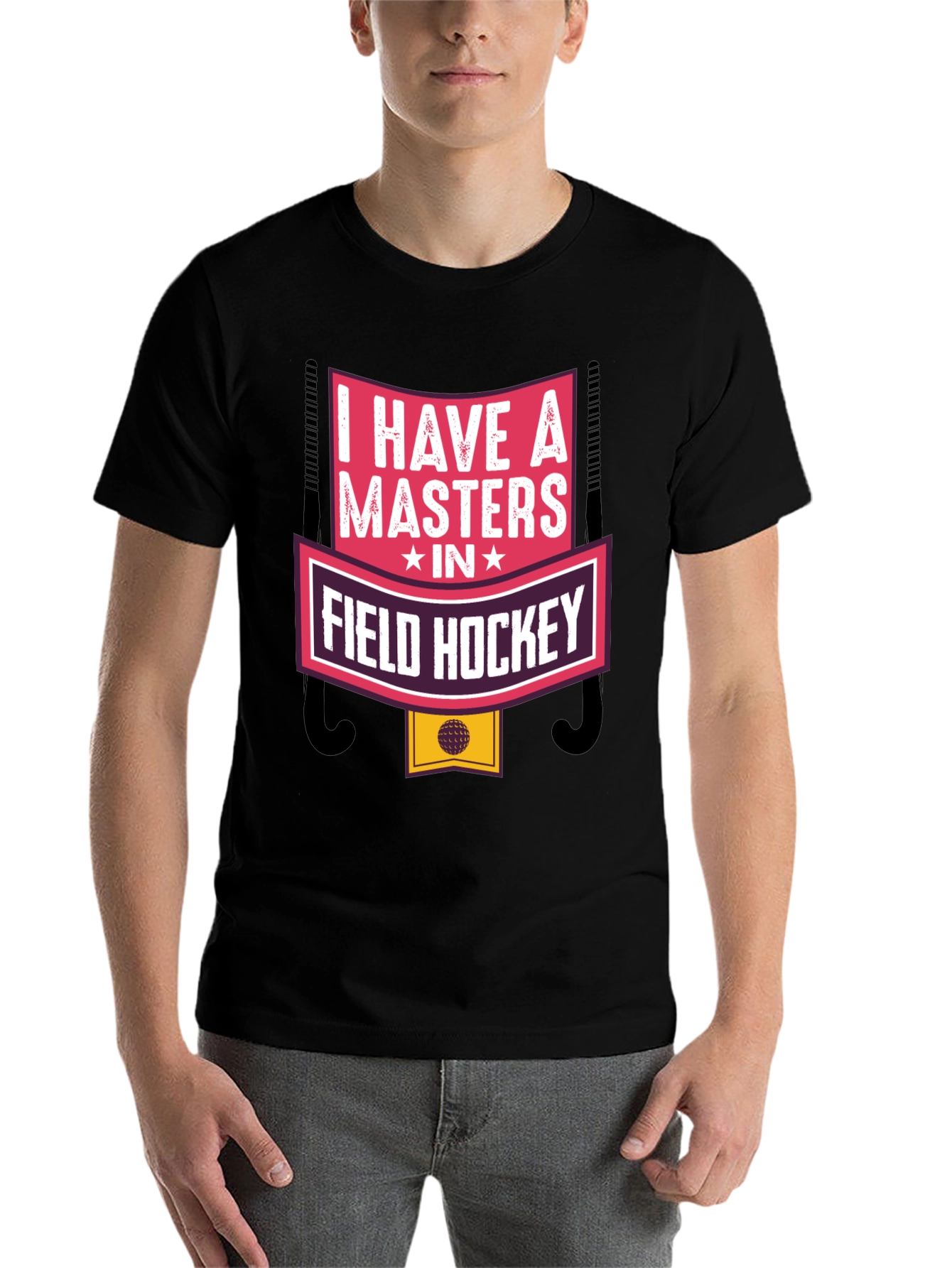 Black I Have a Masters in Field Hockey T-Shirt view 7