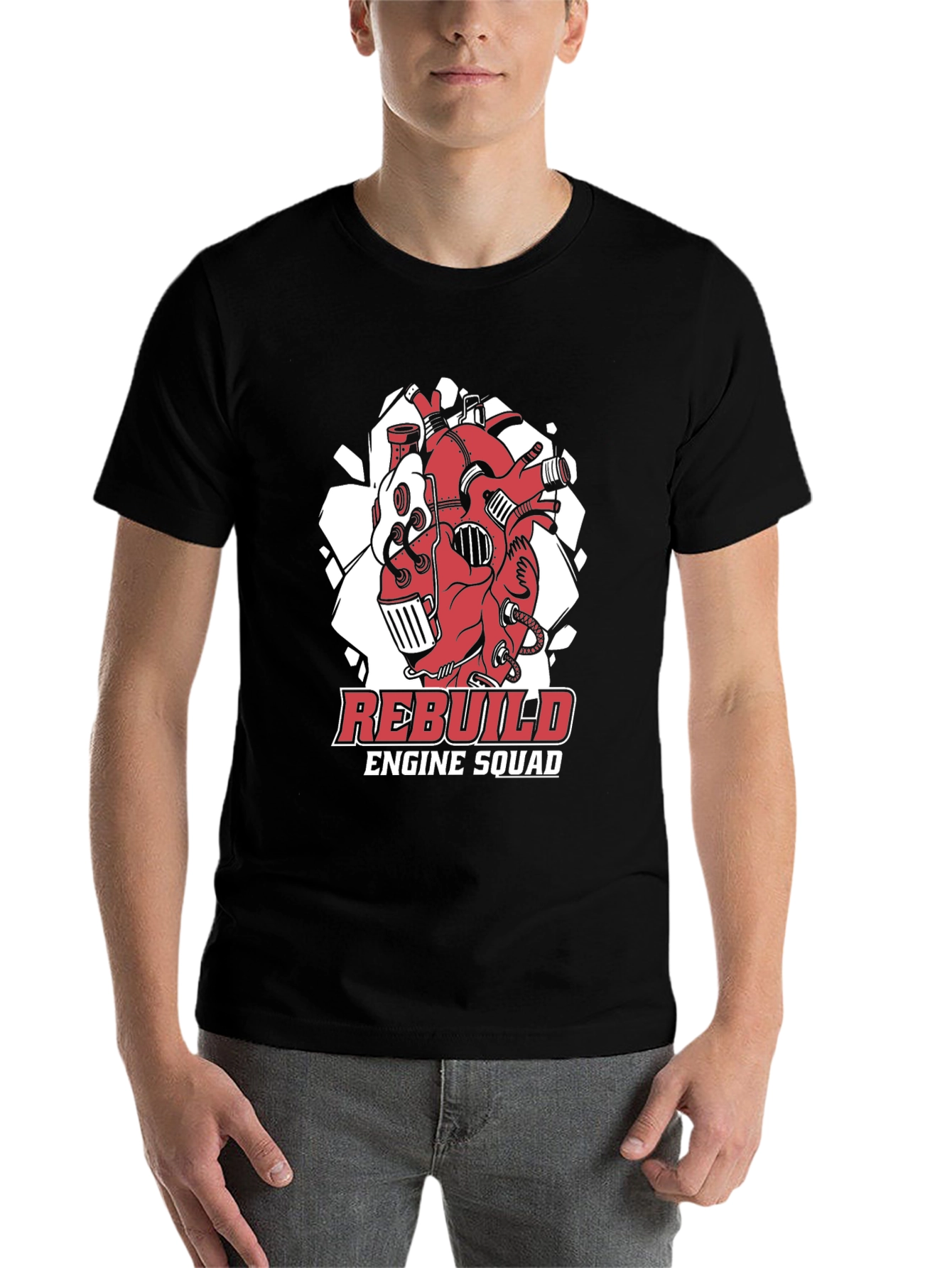 Black Rebuild Engine Squad Black T-Shirt view 7