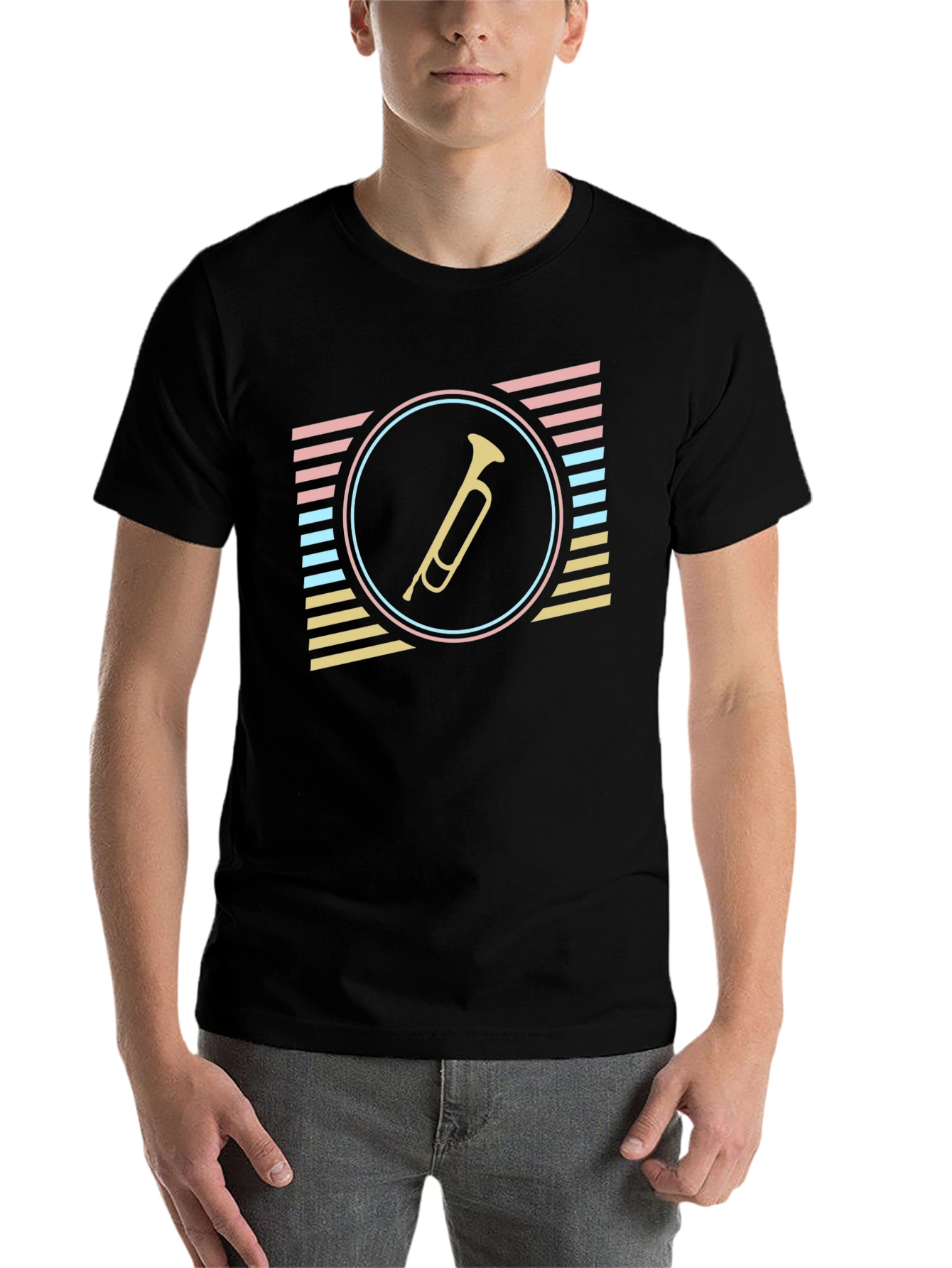 Black Retro Trumpet Graphic Tee - Stylish & Unique view 7
