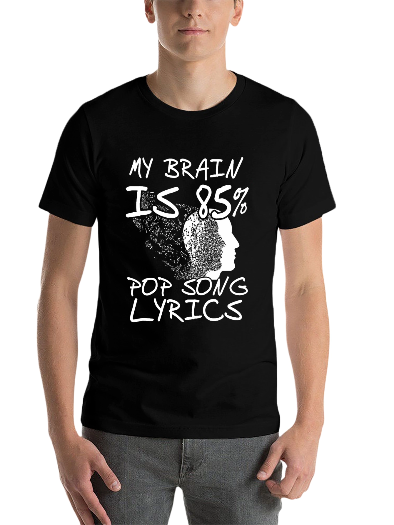 Black Pop Song Lyrics T-Shirt - Novelty Tee view 7