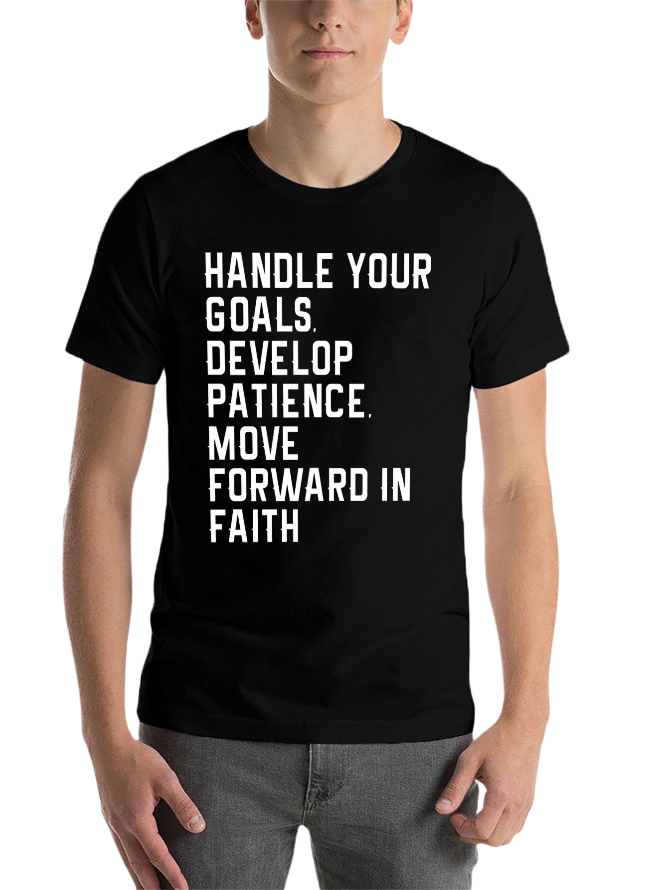 Black Motivational Graphic T-Shirt - Handle Your Goals view 7