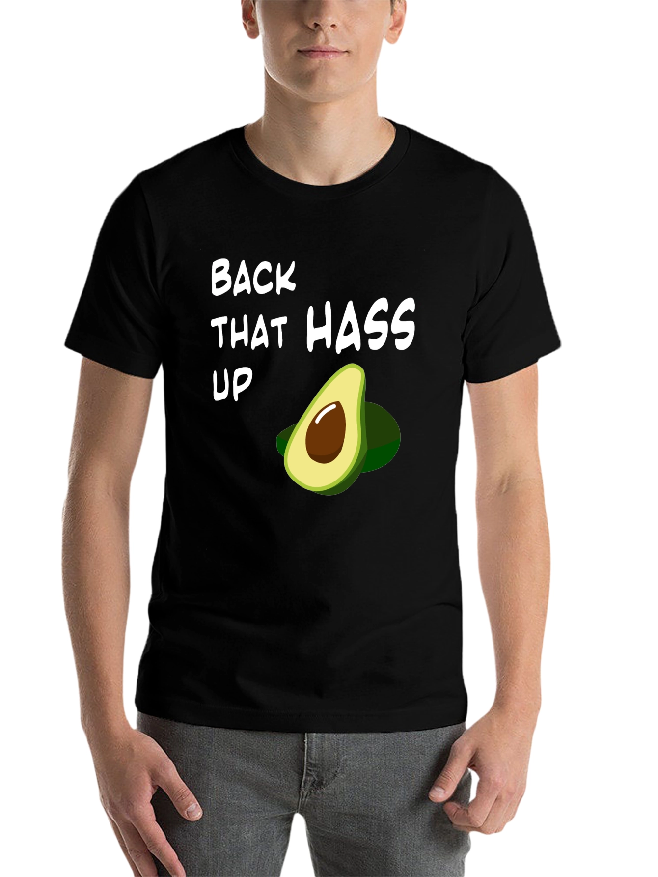 Black Back That Hass Up Avocado T-Shirt Funny Fruit Graphic Tee view 7