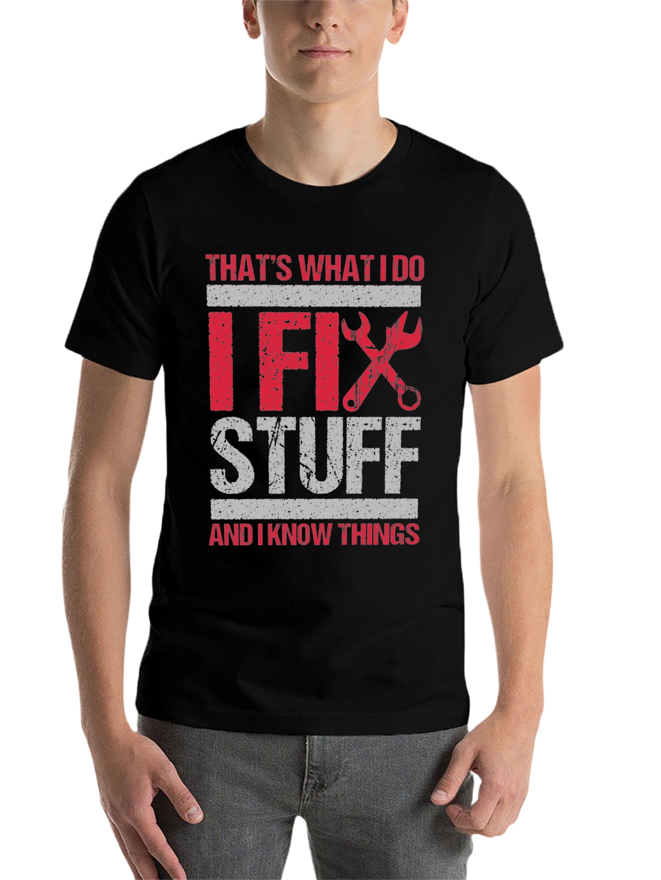 Black I Fix Stuff T-Shirt: Humorous Gift for Handyman view 7
